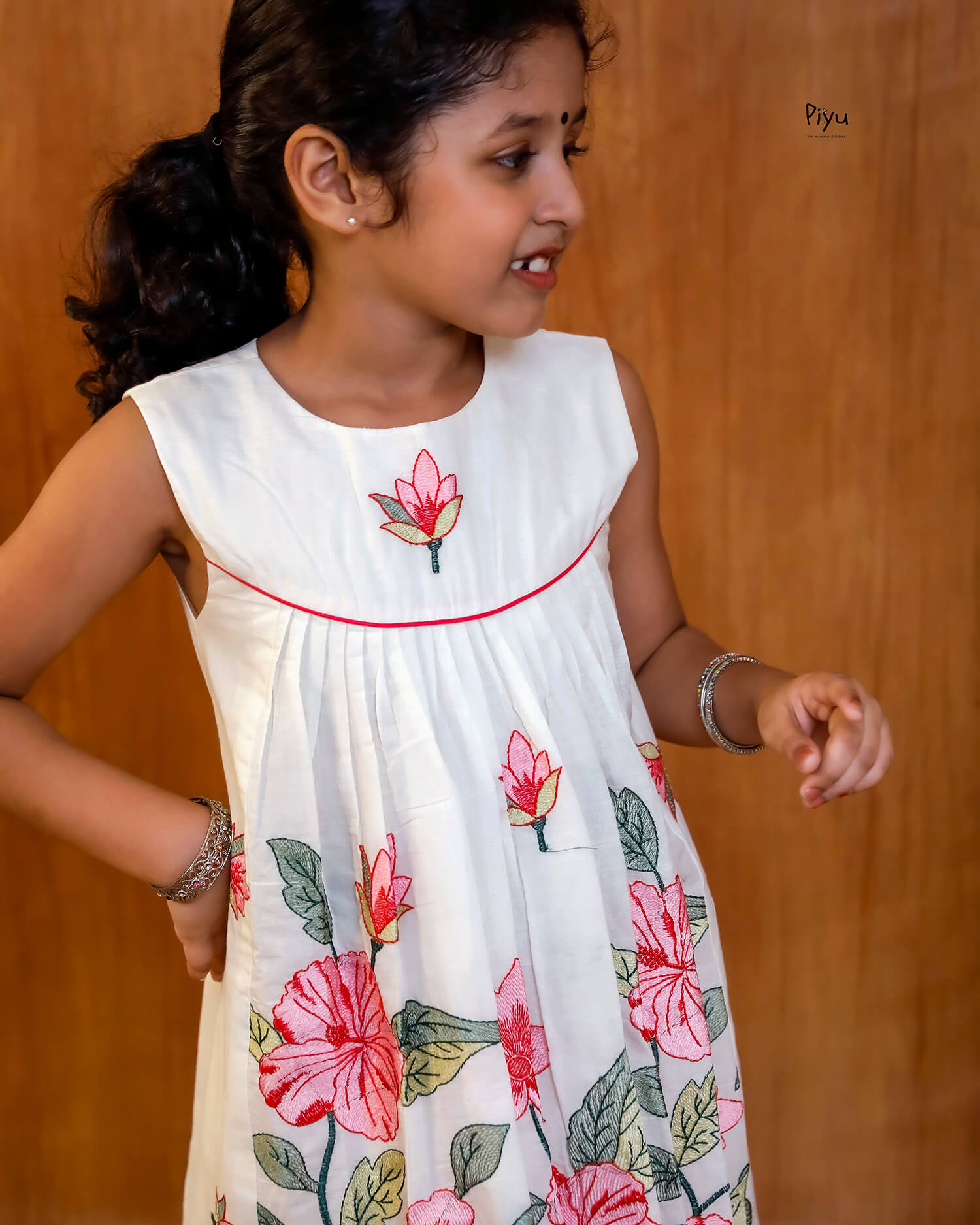 Soft Kora Cotton Embroidered Girls' Frock