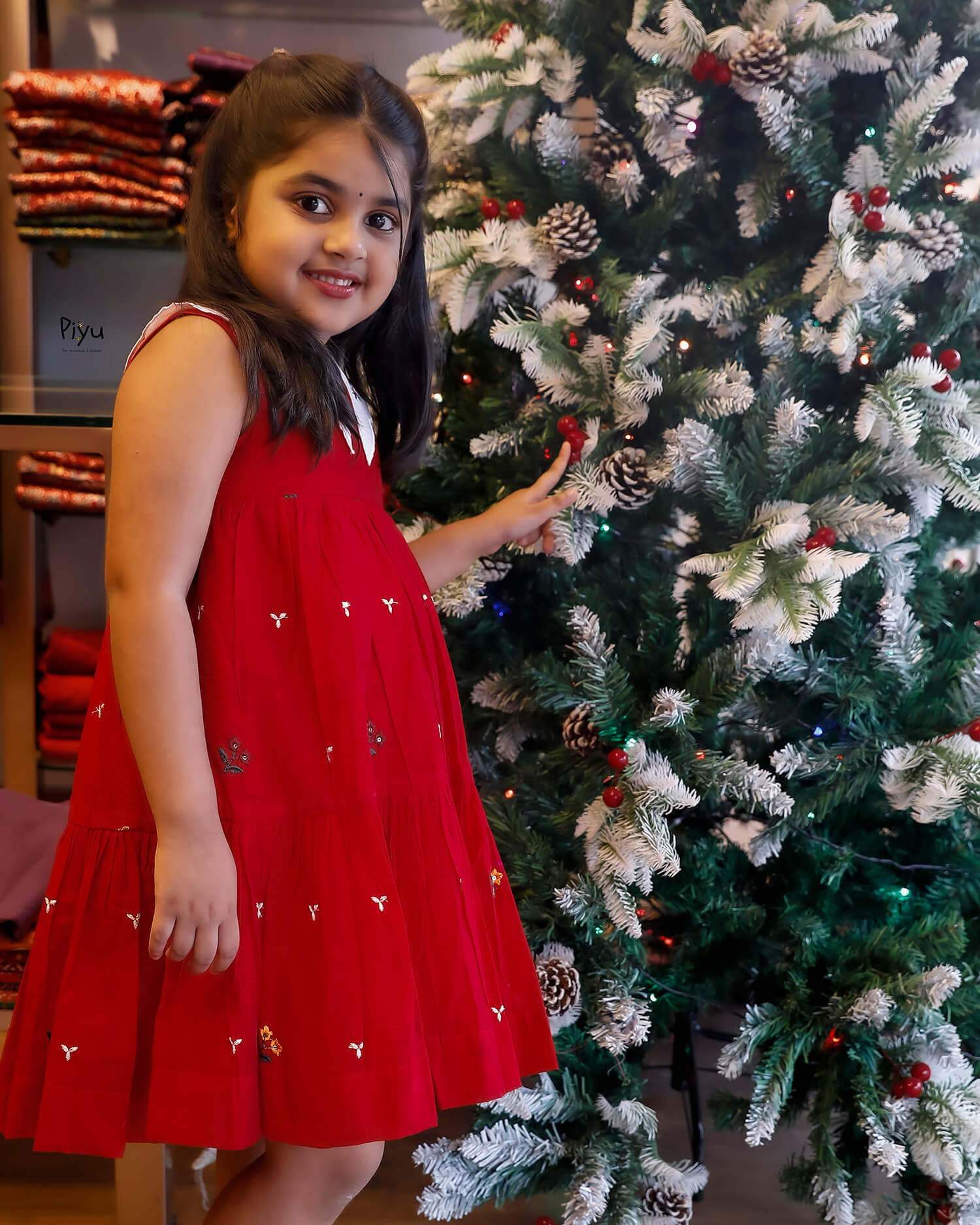 Embroidered Chanderi Silk Kids Frock, Festive Two-Layer Dress