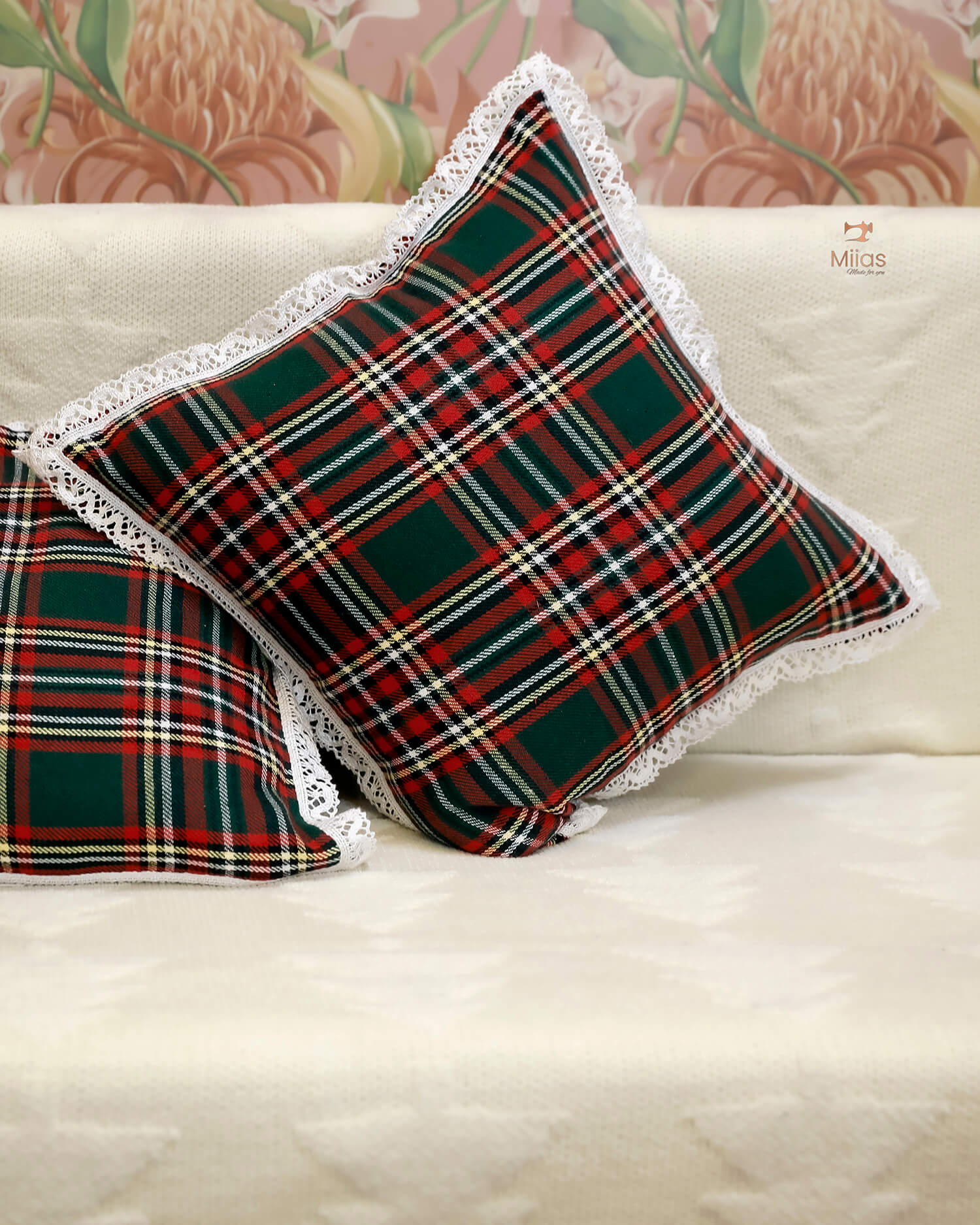 Flannel Square Cushion Covers - Cozy Plaid Christmas Collection