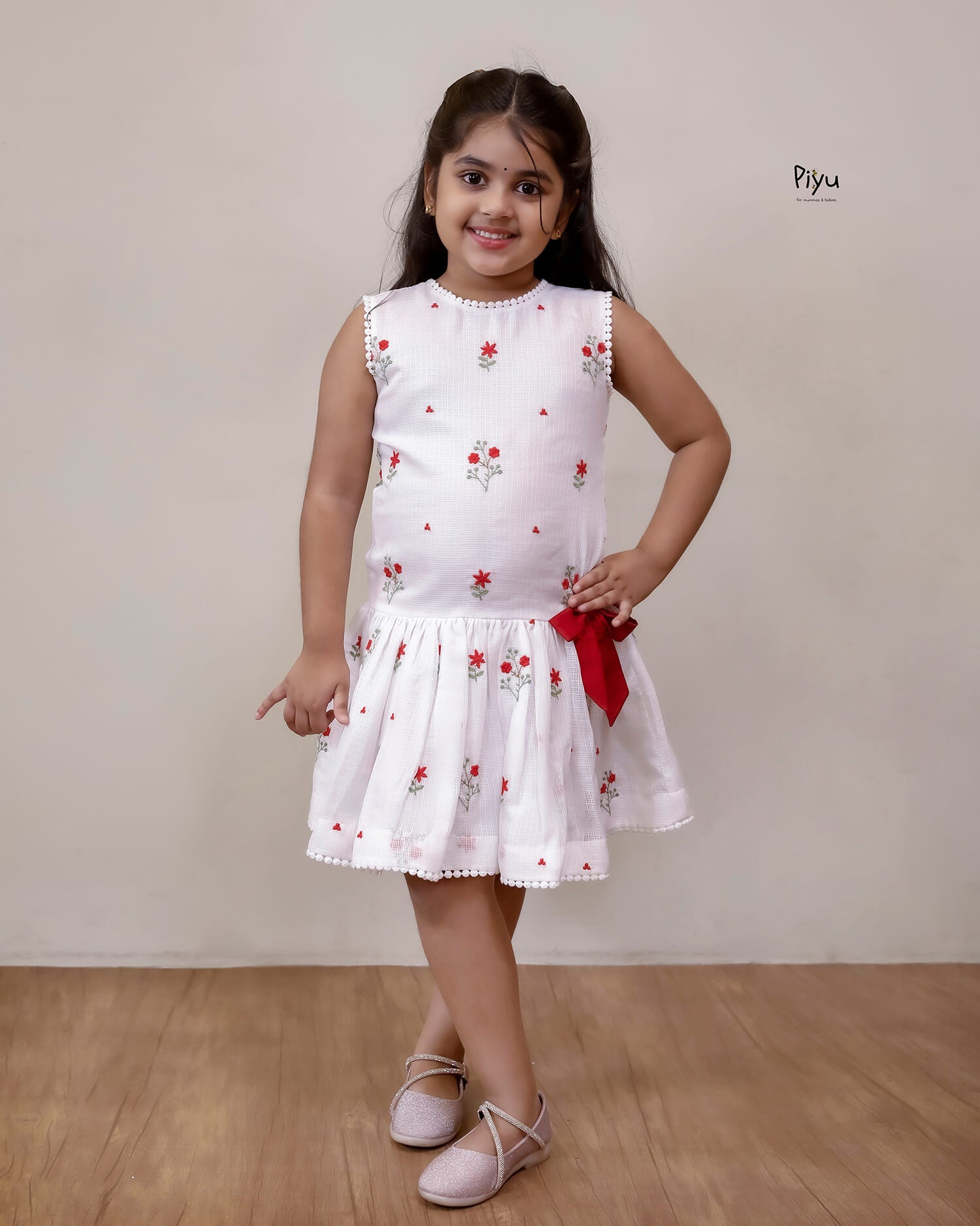 Kota Frock: Embroidered Low-Waist Kids Dress with Lace