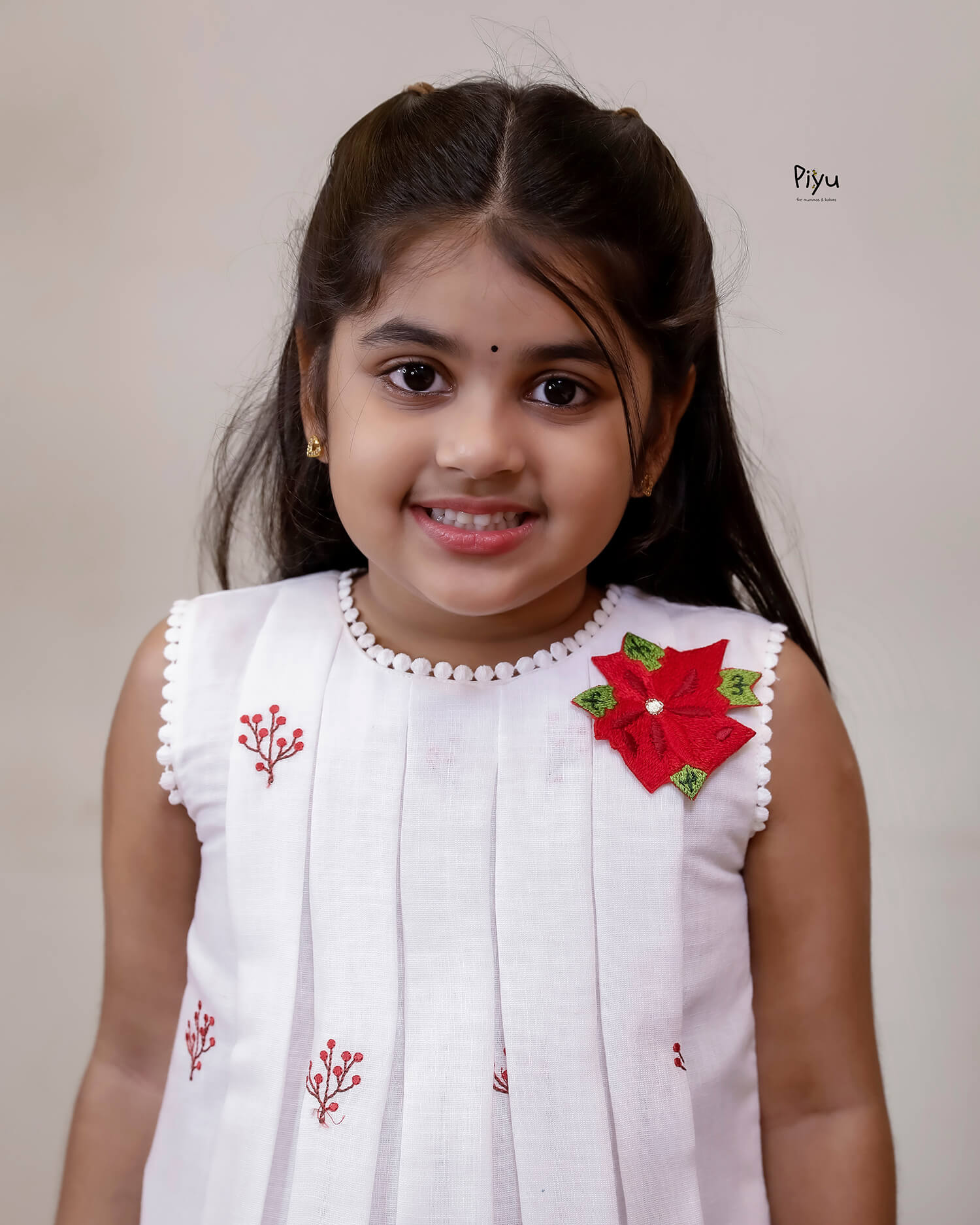Linen Kids Frock: Embroidered Festive Sleeveless Dress