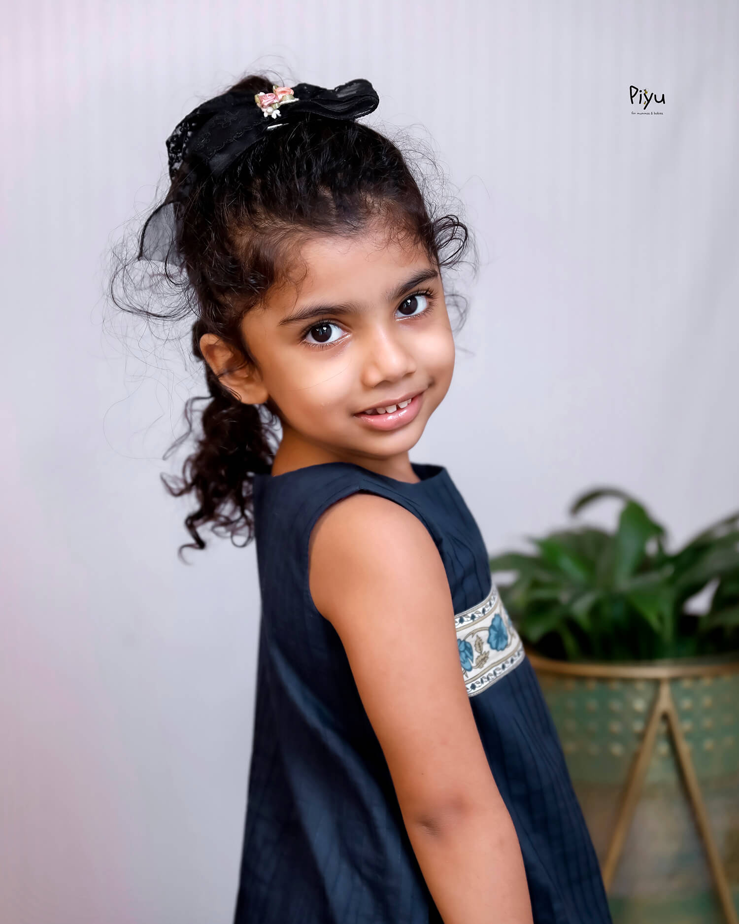 Cotton A-Line Frock with Contrast Print & Pintucks