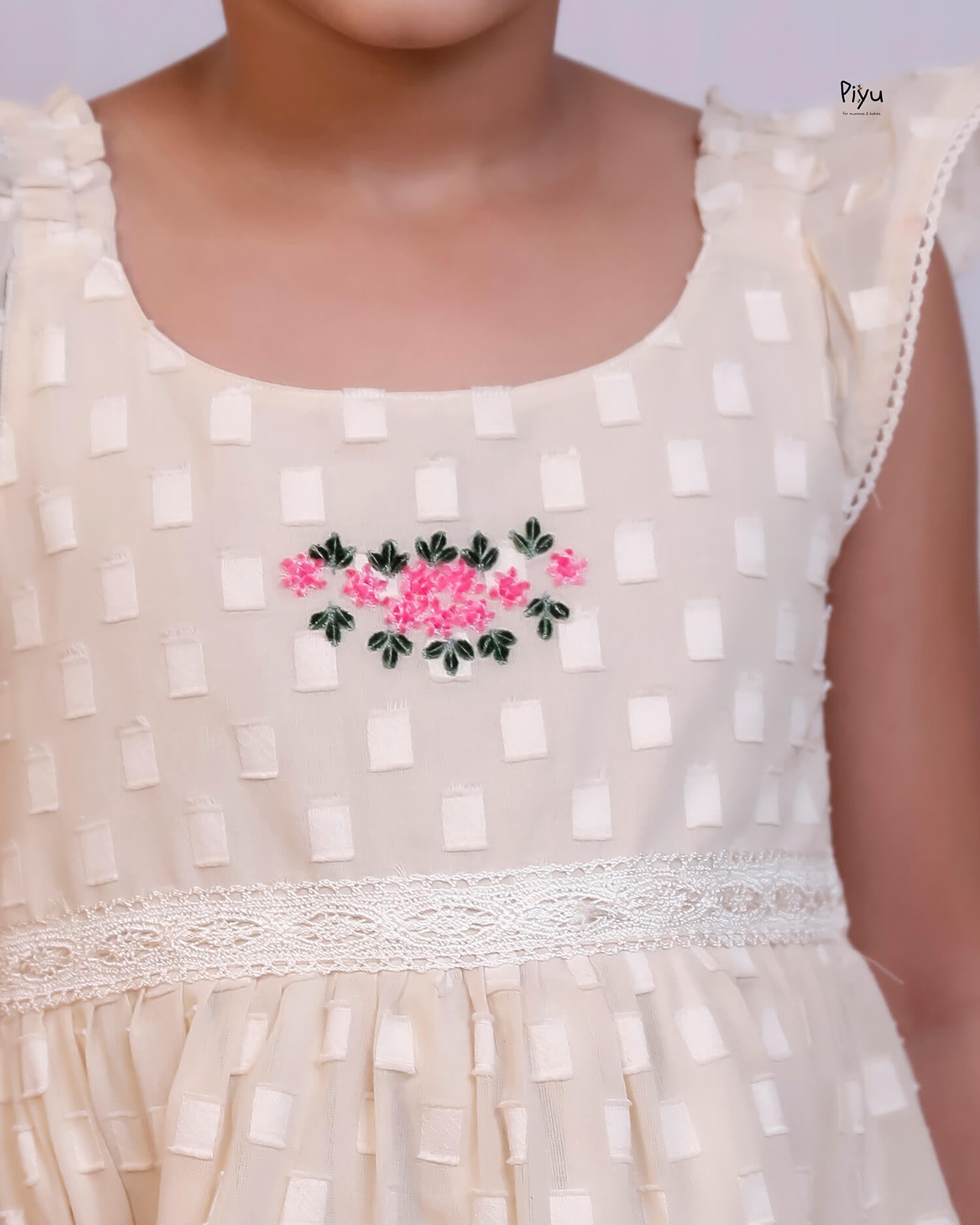 Mulcotton Kids's Frock with Vintage Lace & Embroidery