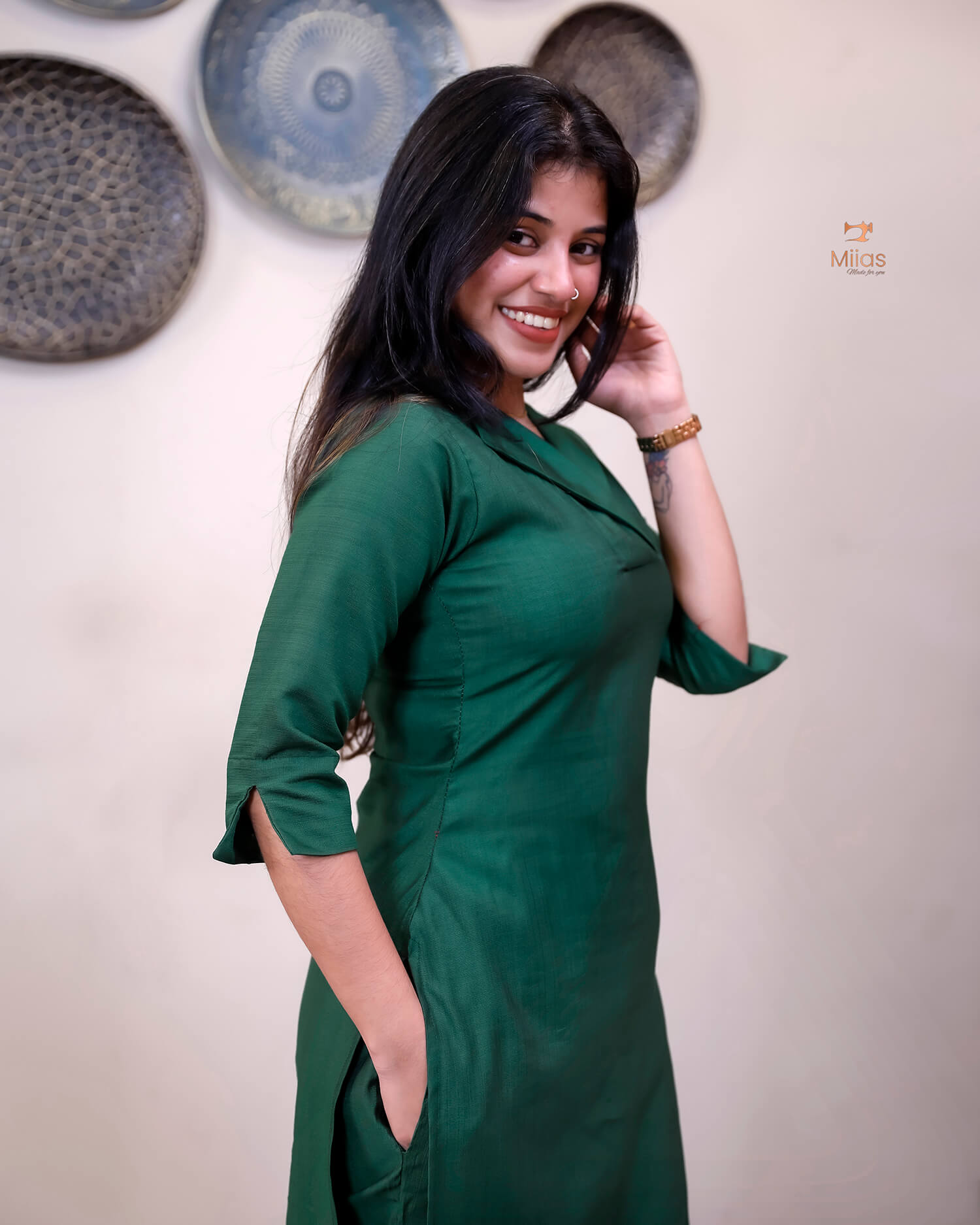 Vatican Two-Piece Set with Printed Chiffon Dupatta-Green.