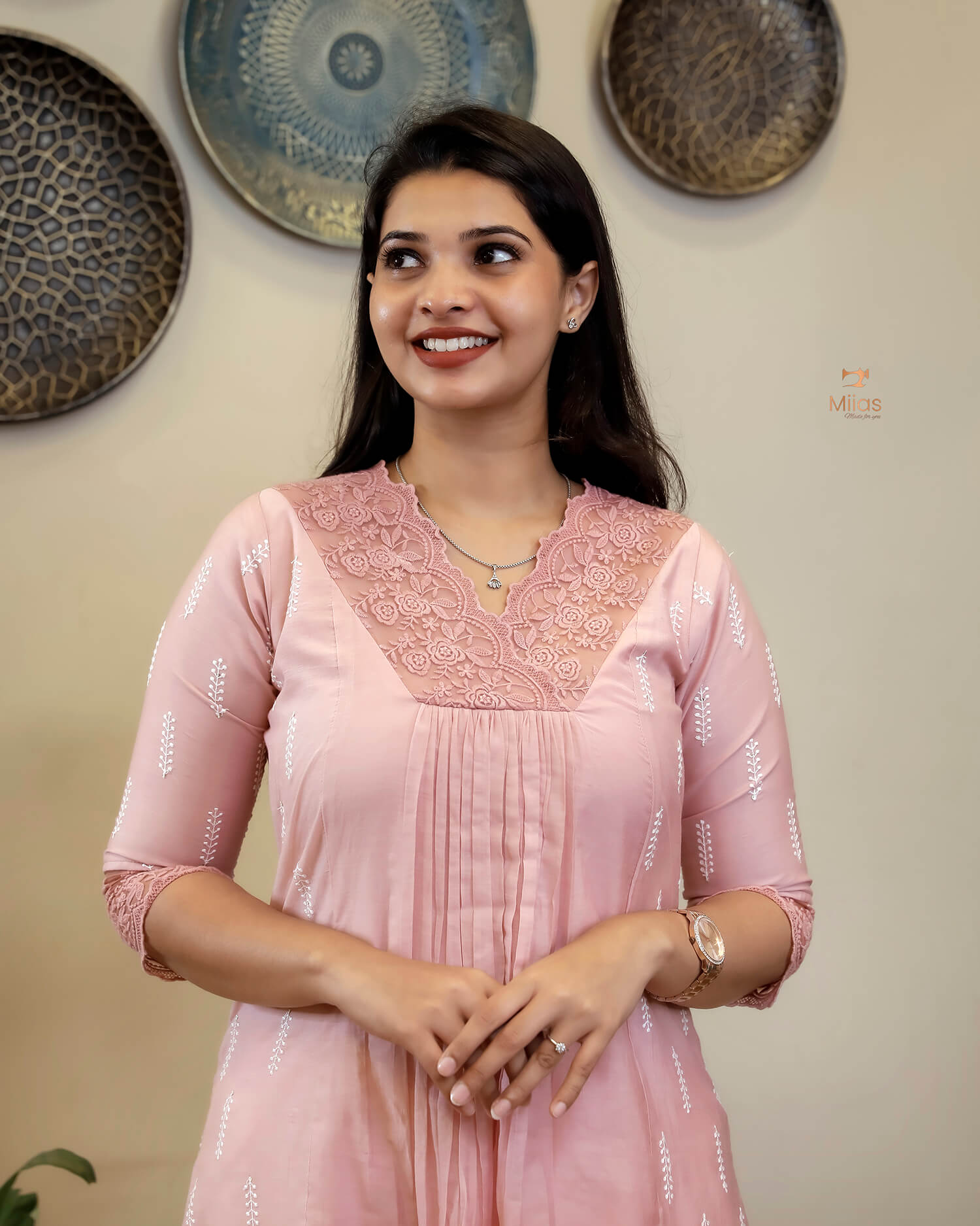 Mulchanderi Dress Kurti with Embroidered Panels