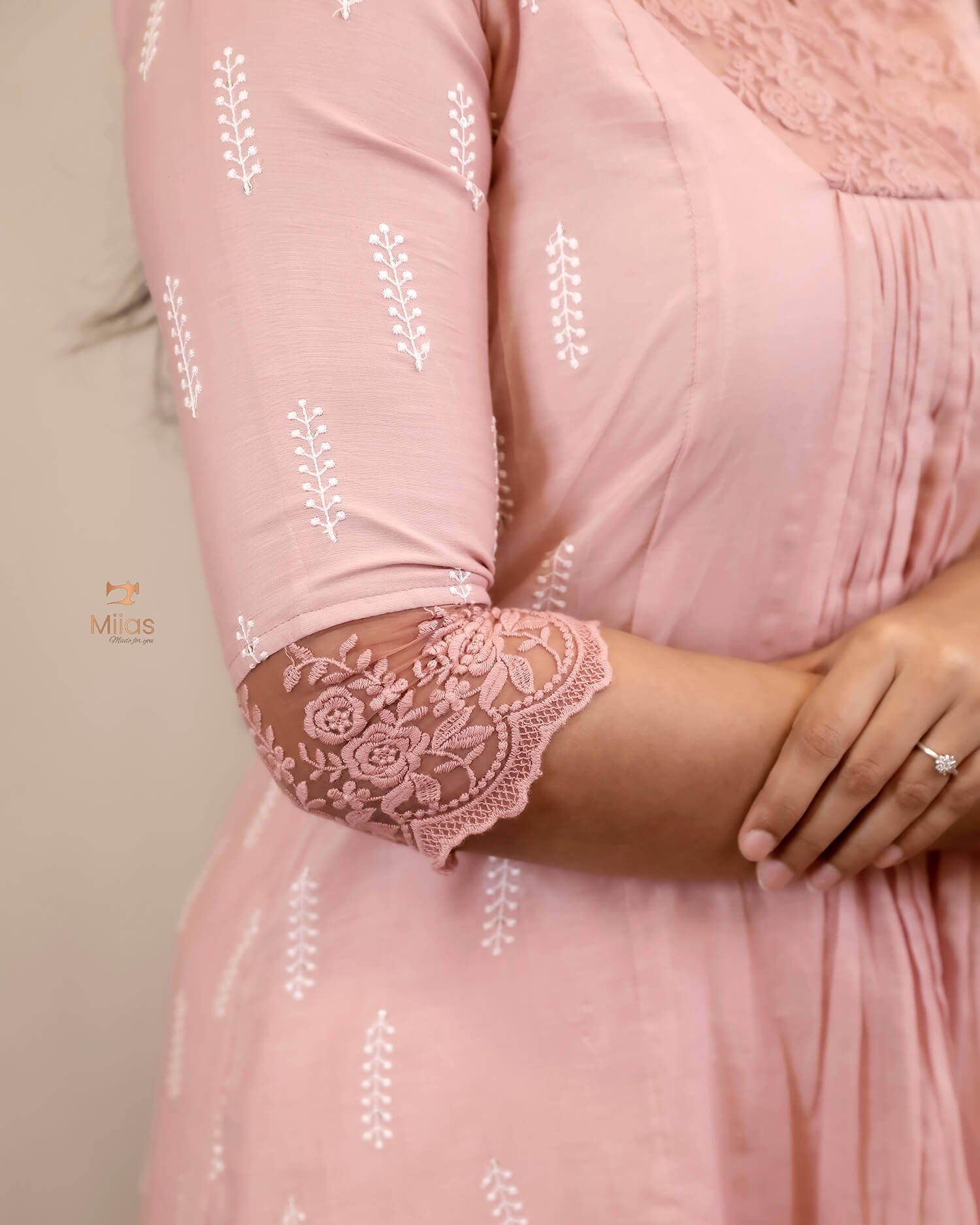 Mulchanderi Dress Kurti with Embroidered Panels