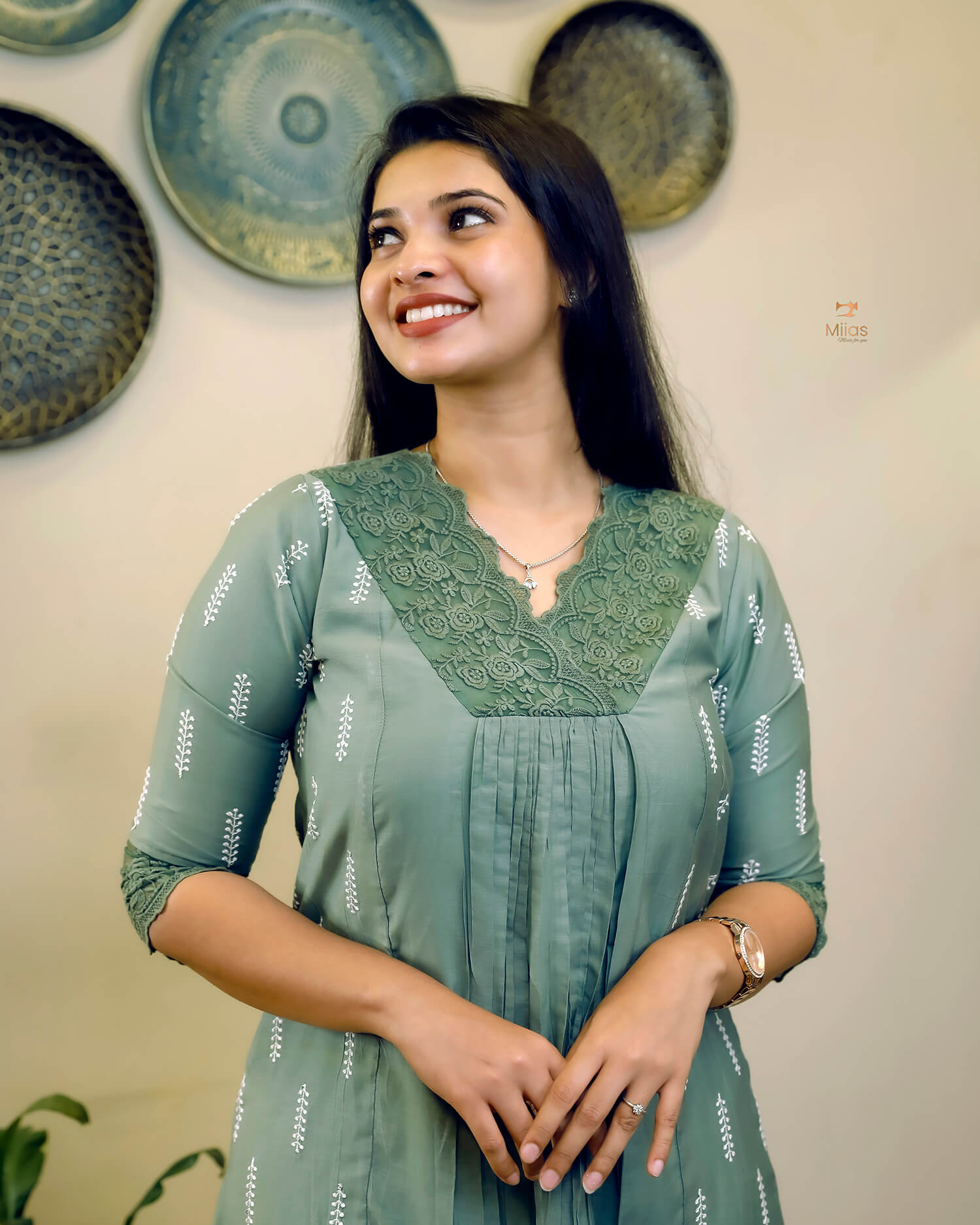 Mulchanderi Dress Kurti with Embroidered Panels