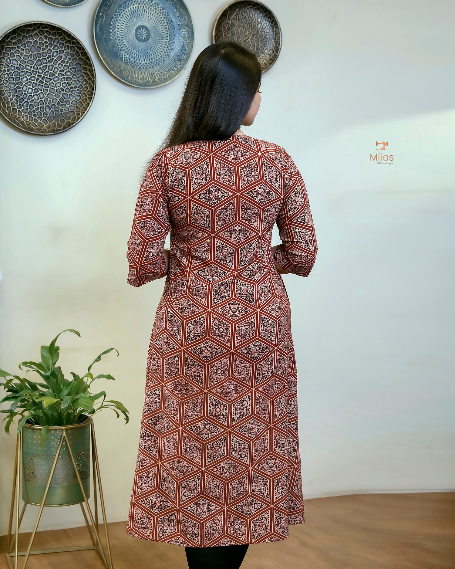 Ajrakh Kurti: Embroidered Cotton Pocket Dress