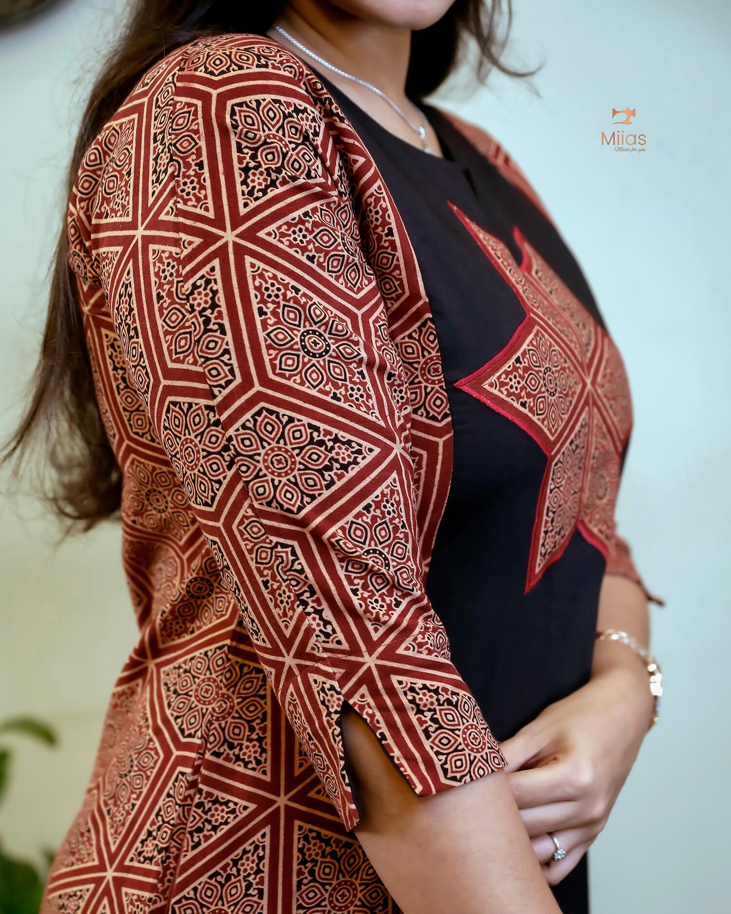 Ajrakh Kurti: Embroidered Cotton Pocket Dress