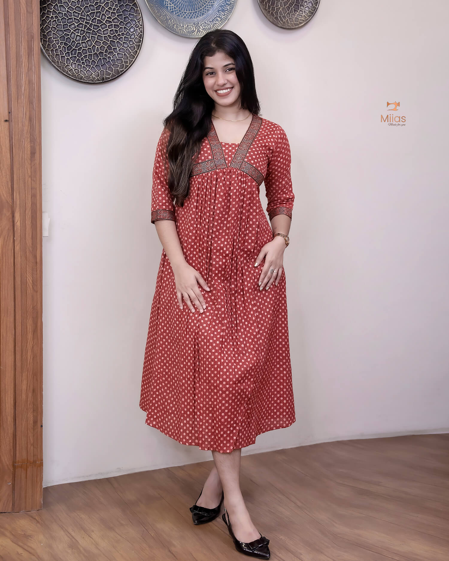 Kantha Cotton Alia Kurti with Modal Silk Trim