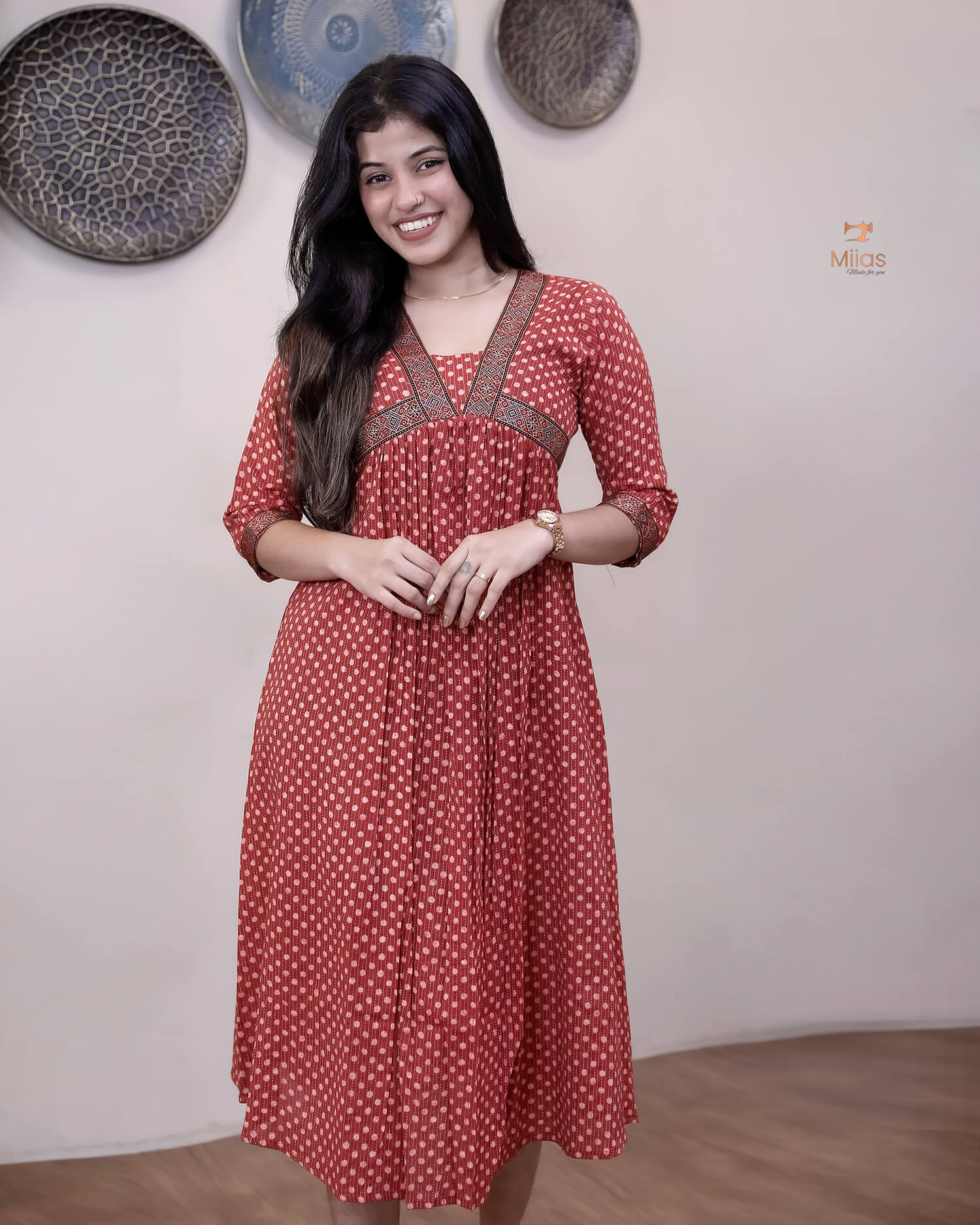 Kantha Cotton Alia Kurti with Modal Silk Trim
