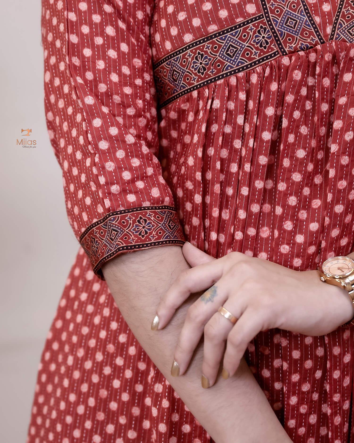 Kantha Cotton Alia Kurti with Modal Silk Trim