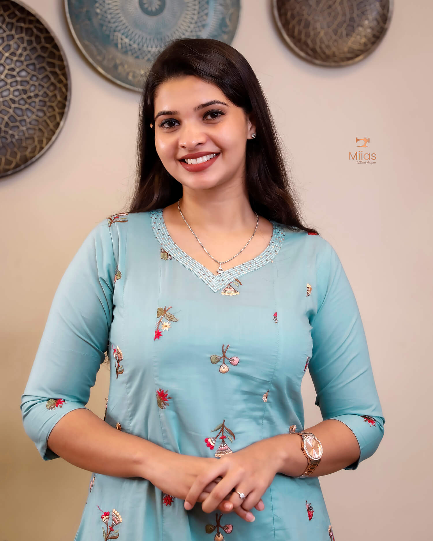 Pure Mul Cotton Kurti | Embroidered & Sequined Panels