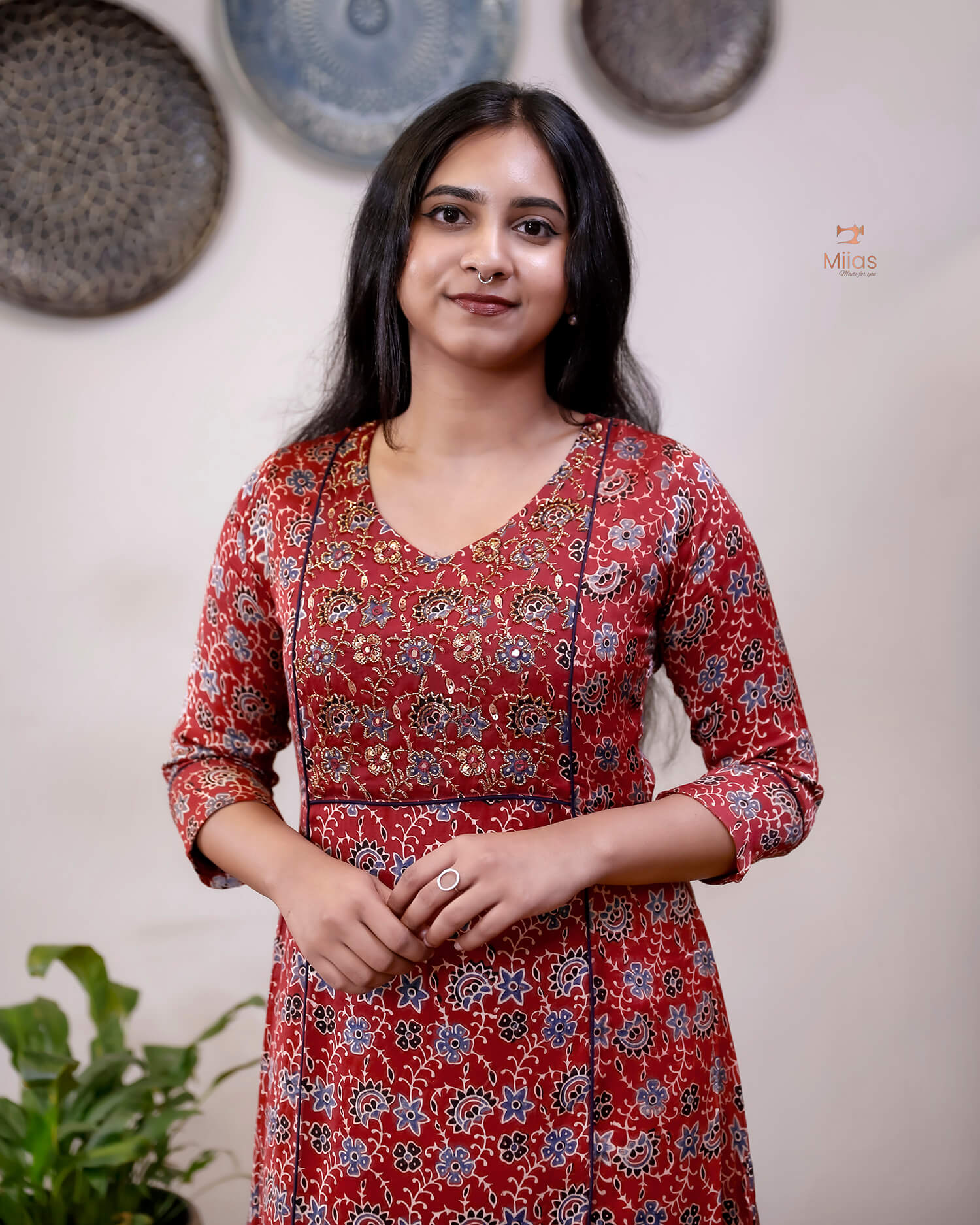 Modal Silk Kurti: Embellished & Lined for Elegance