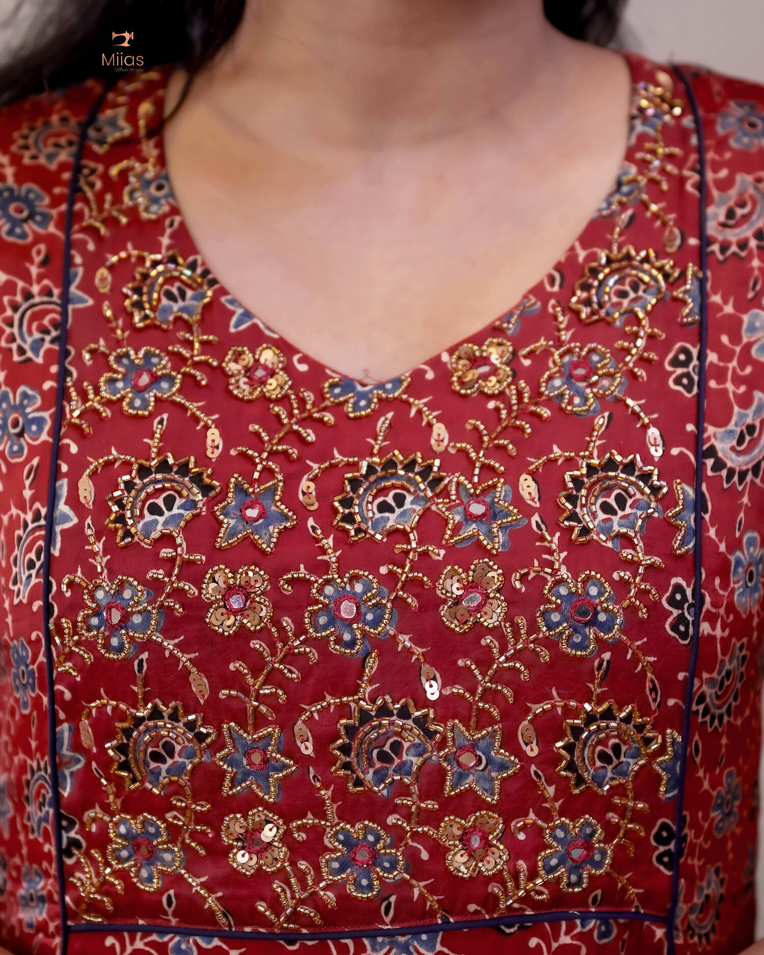 Modal Silk Kurti: Embellished & Lined for Elegance