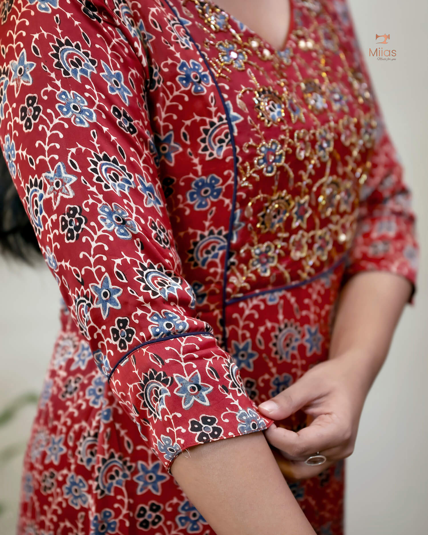 Modal Silk Kurti: Embellished & Lined for Elegance