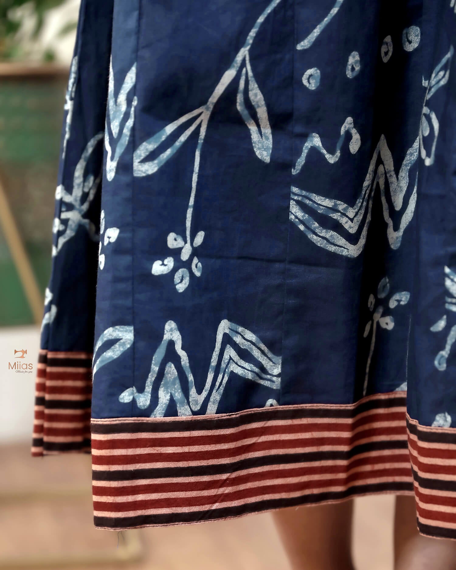Ajrakh Print Cotton Kurti with Mirror & Bead Work - South Cotton