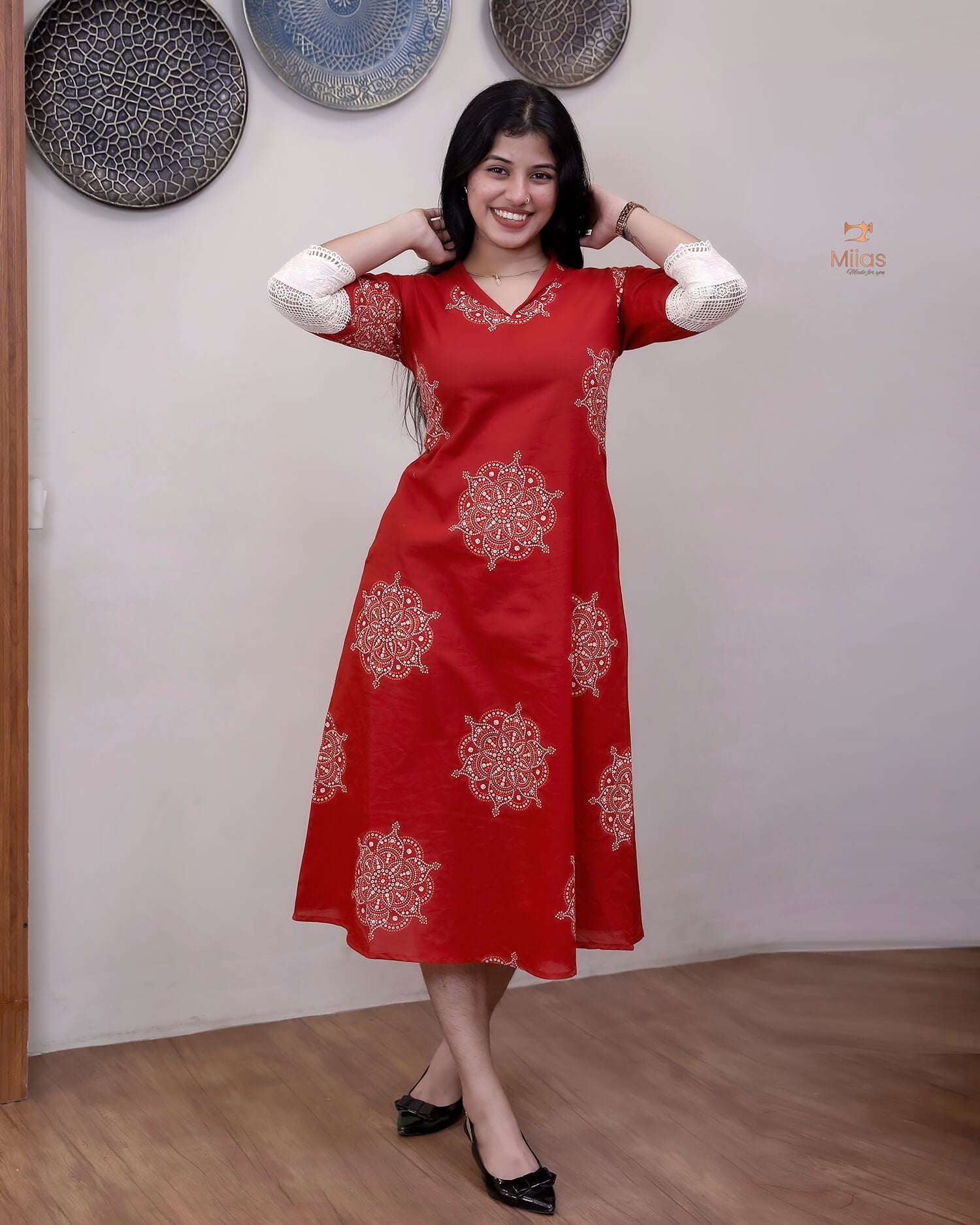 South Cotton Dress Kurti: Crochet Lace & Pocket