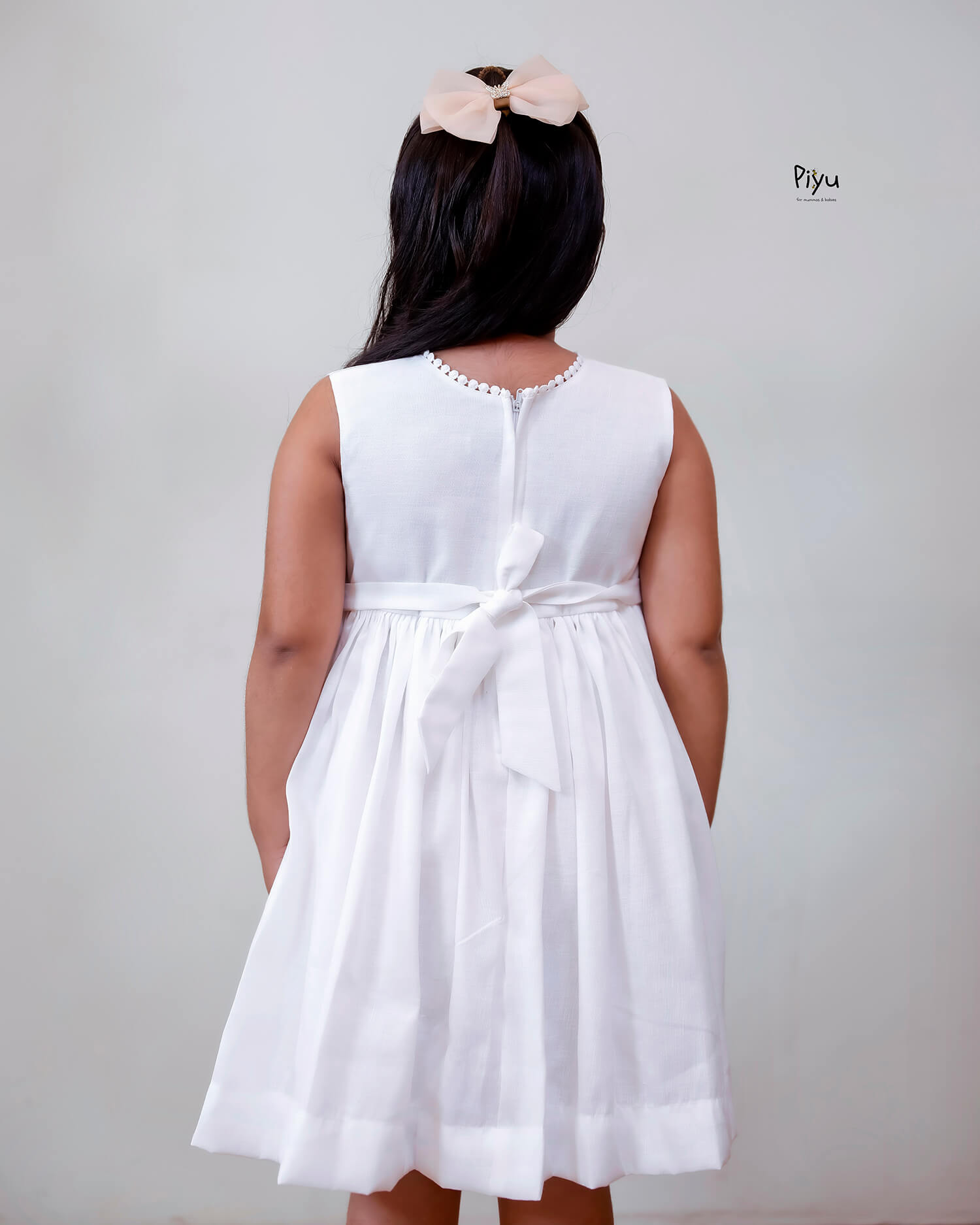 Linen-Cotton Frock | Hand-Embroidered Christmas Dress