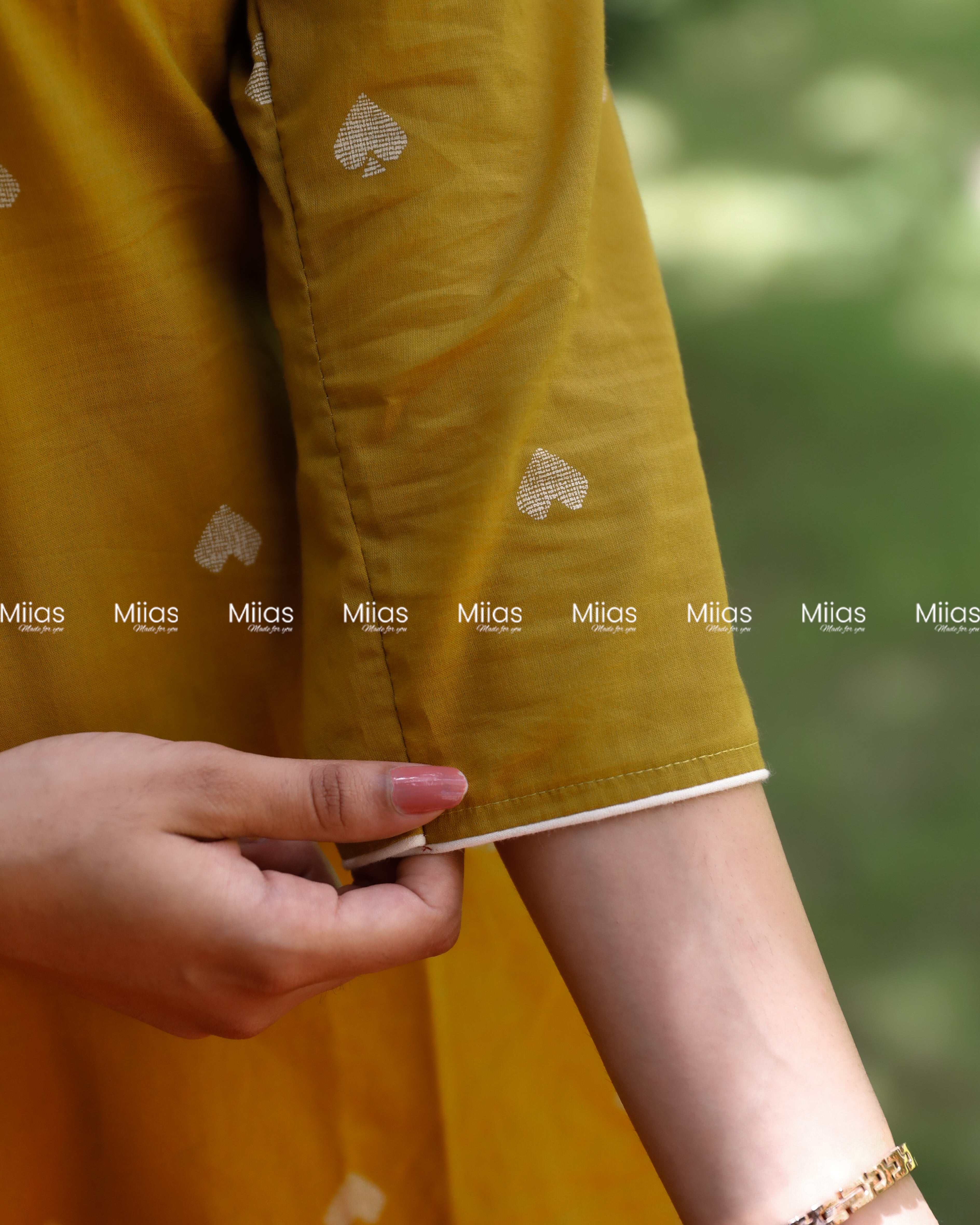 Vintage Cotton Slit Kurti | High Neck + Potli Button Detail | Mustard Yellow