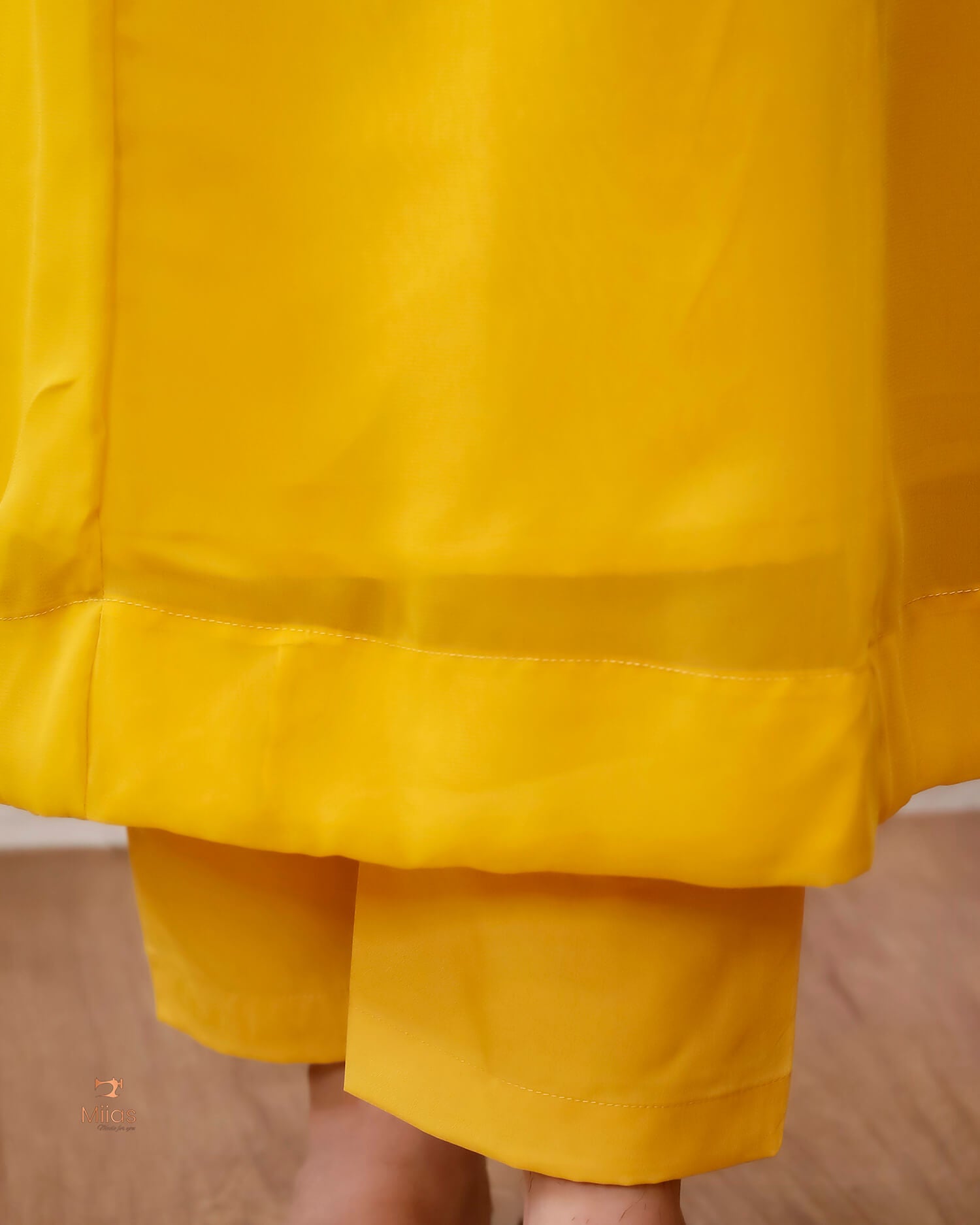 Georgette Hakoba Embroidered Top, Dupatta & Crepe Pant-Mustard Yellow.