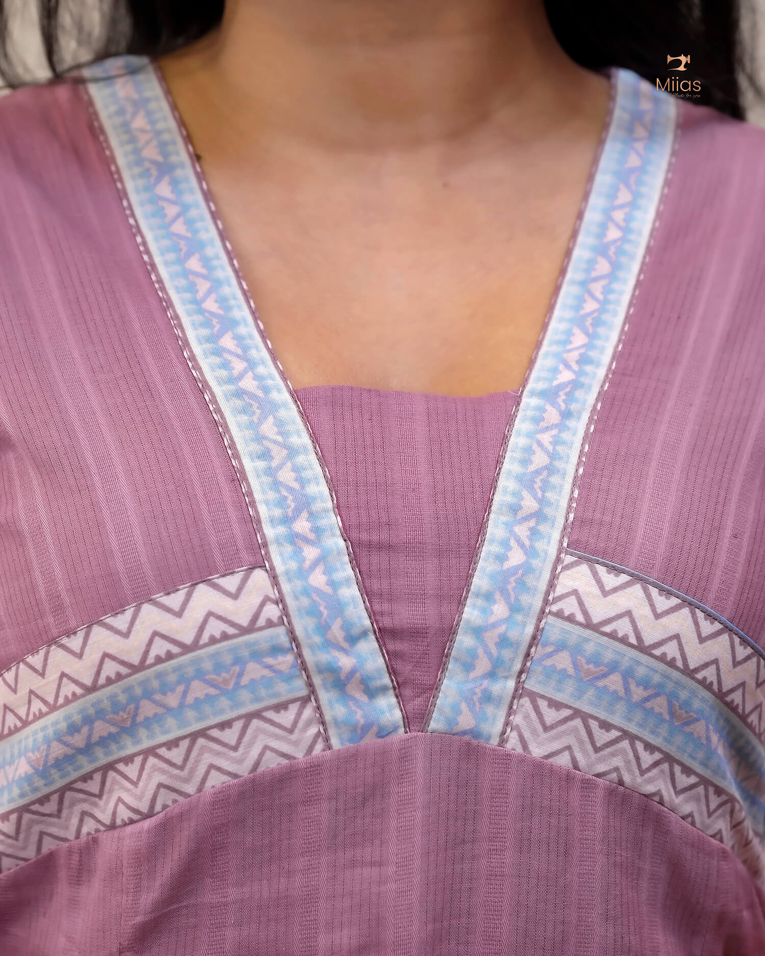 Cotton Co-ord Set: V-Neck Kurti & Printed Bottom