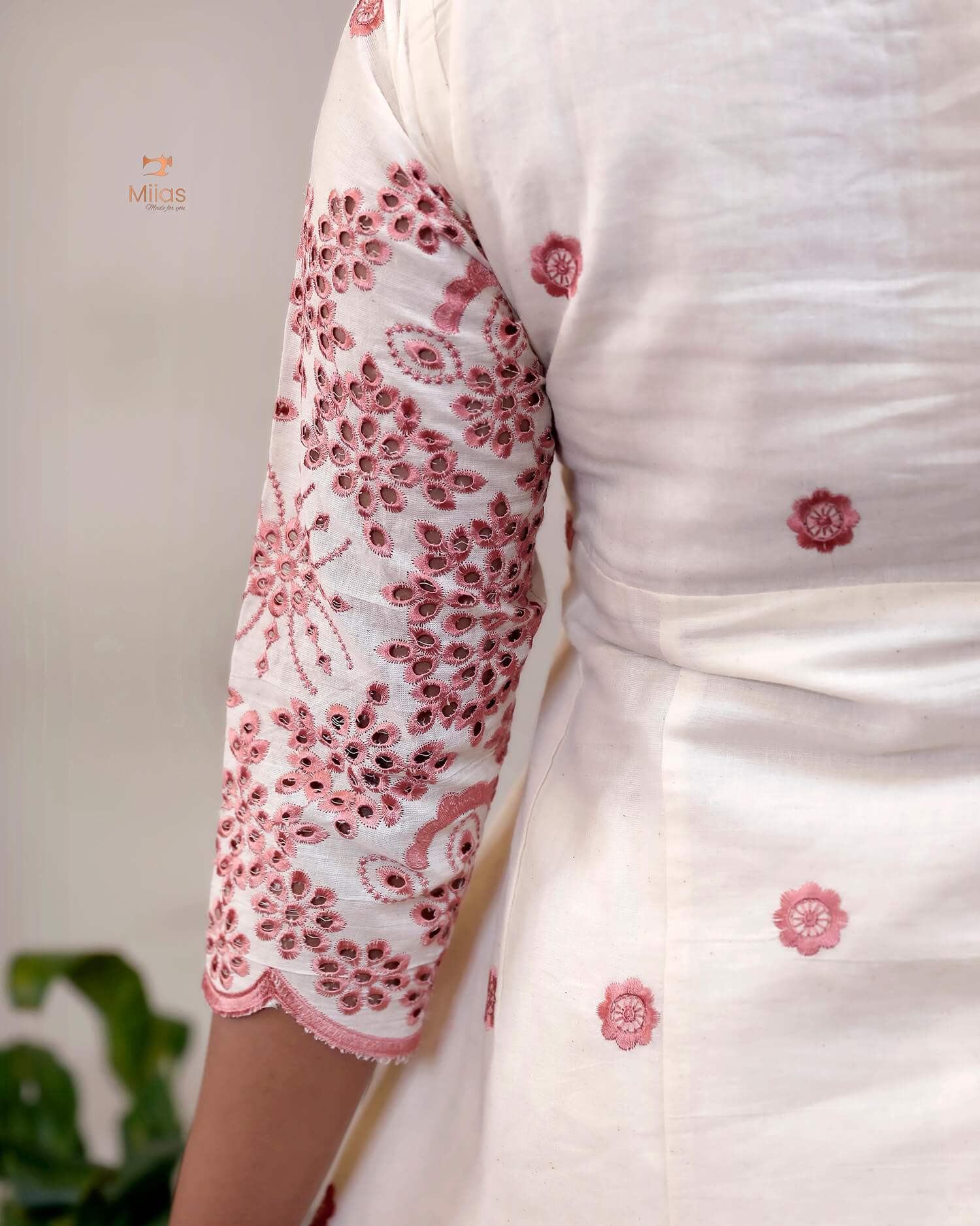 Kora Cotton Kurti: Intricate Embroidered Panel Design