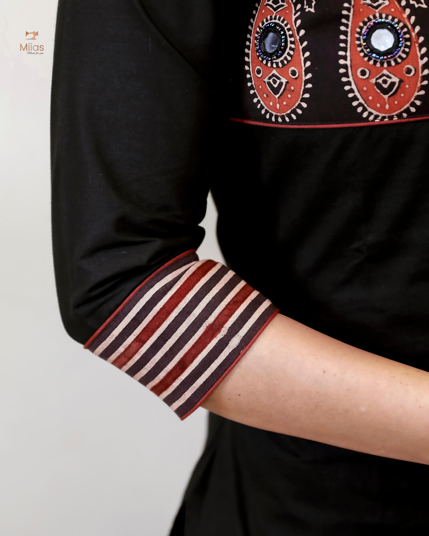 Jam Cotton Kurti | Sparkling Beaded Neckline & Slit