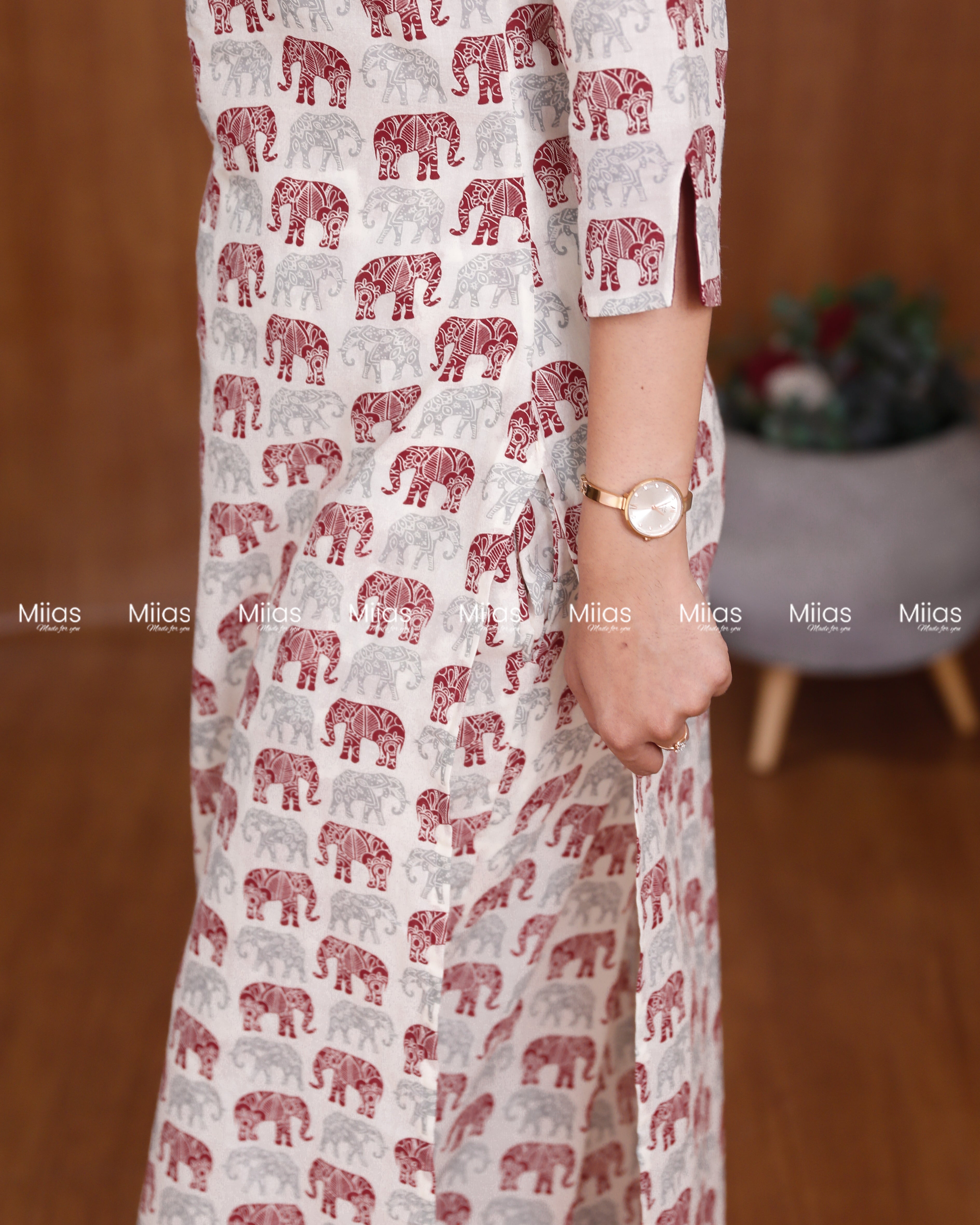 Jaipur Cotton Co-ord Set | Slit Top + Parallel Bottoms | Off-white