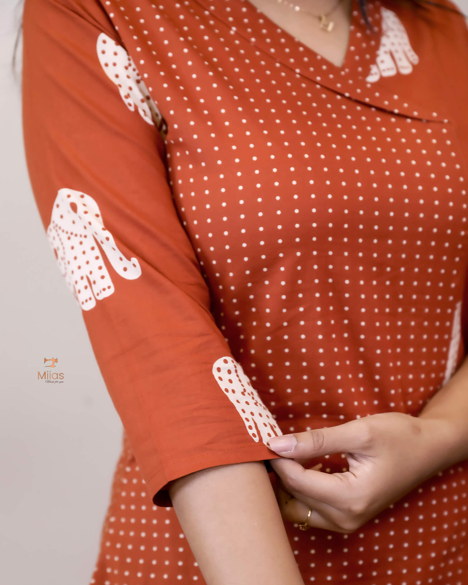 Premium Cotton Co-ord Set: Slit Top & Pocketed Bottom-Carrot Orange.