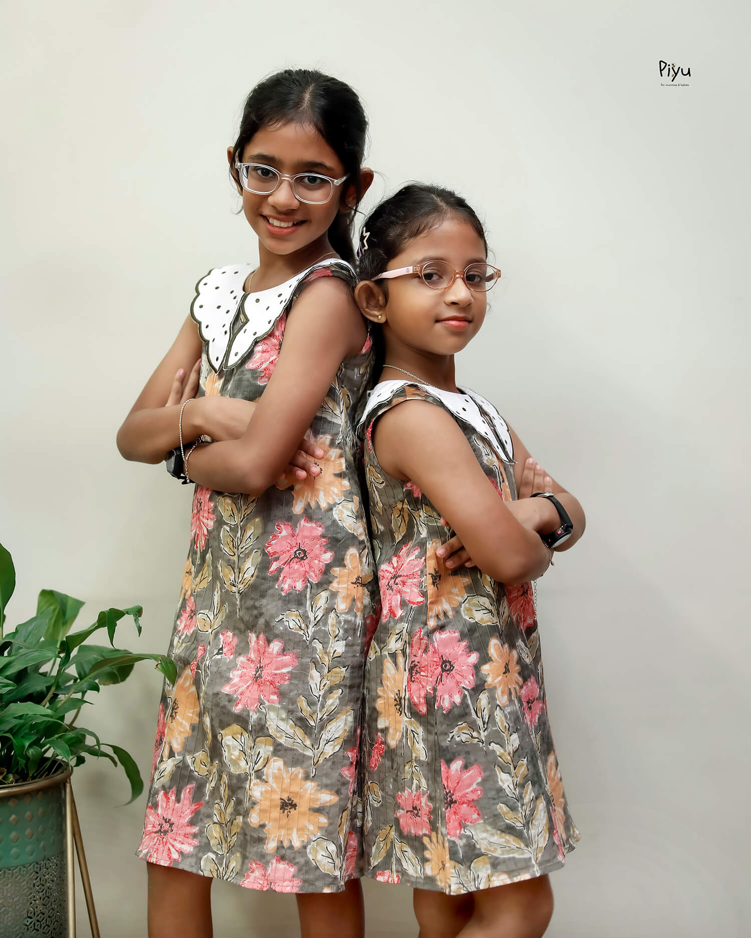 Cotton A-Line Frock with Scalloped Collar & Pintuck Detail