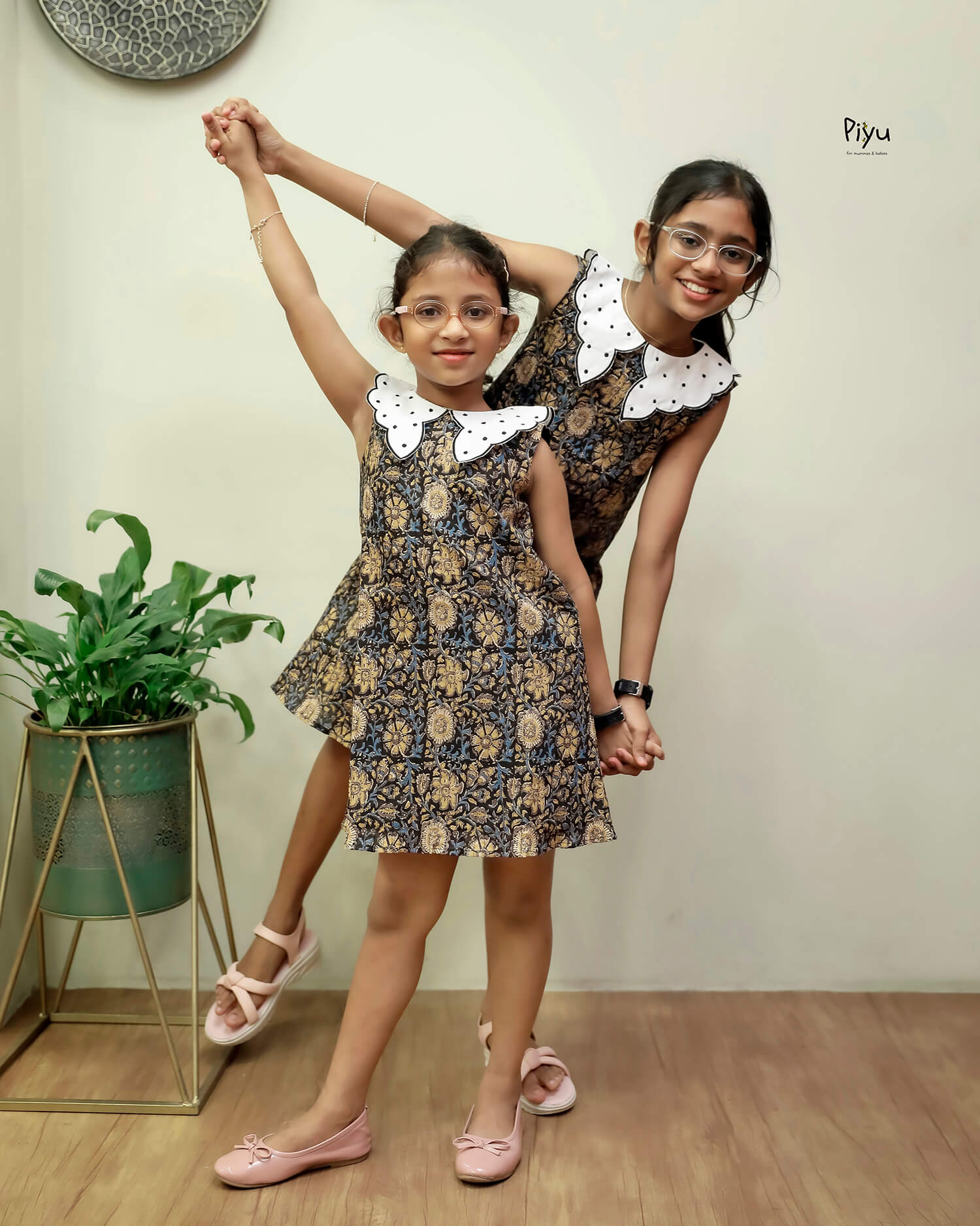 Cotton A-Line Frock with Scalloped Collar & Embroidery