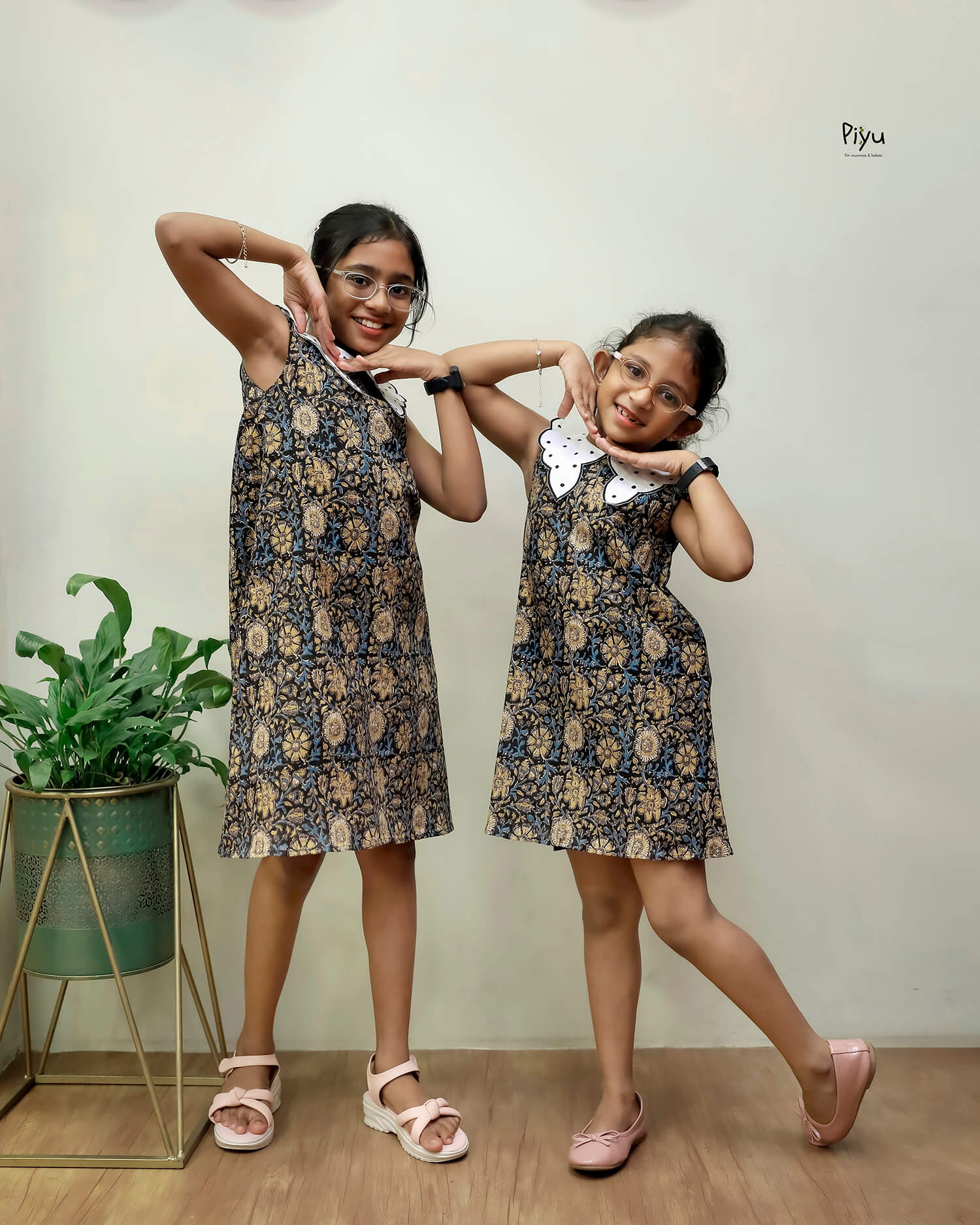 Cotton A-Line Frock with Scalloped Collar & Embroidery