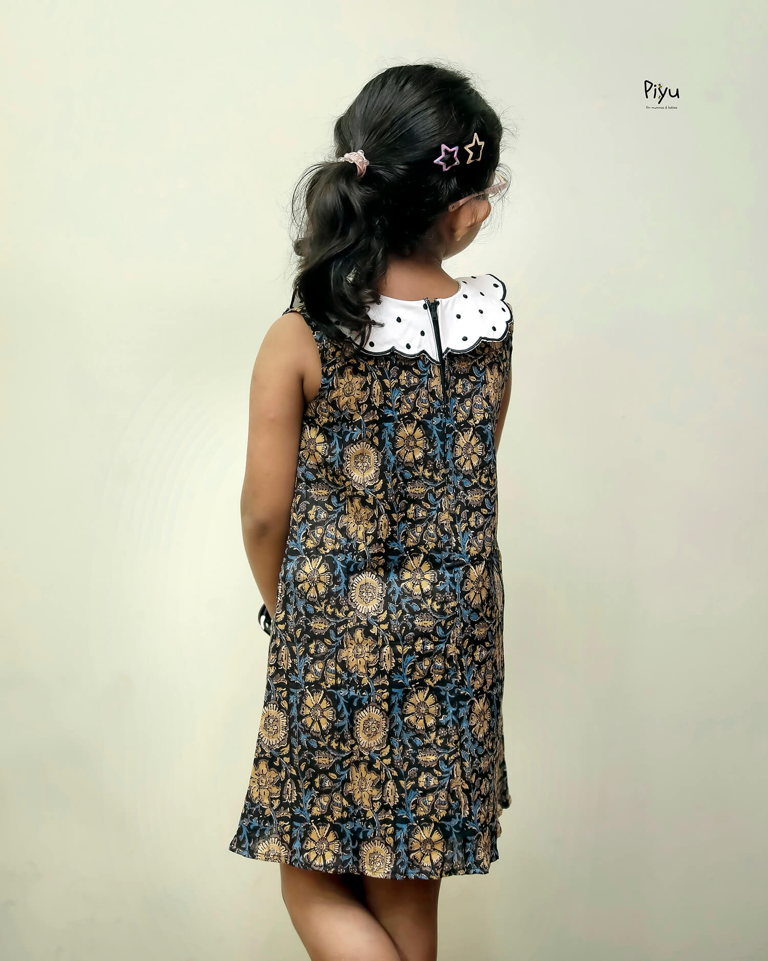 Cotton A-Line Frock with Scalloped Collar & Embroidery
