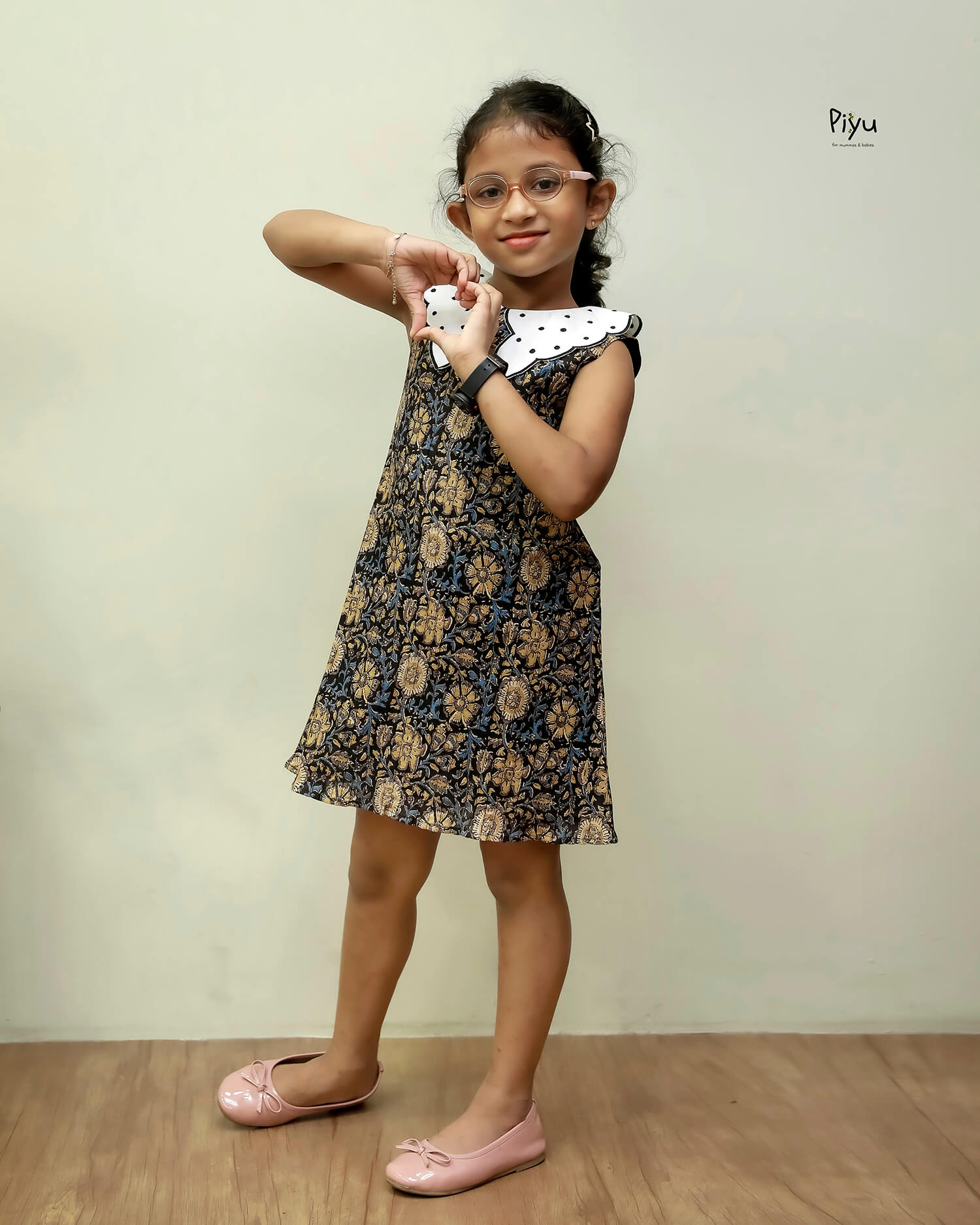 Cotton A-Line Frock with Scalloped Collar & Embroidery