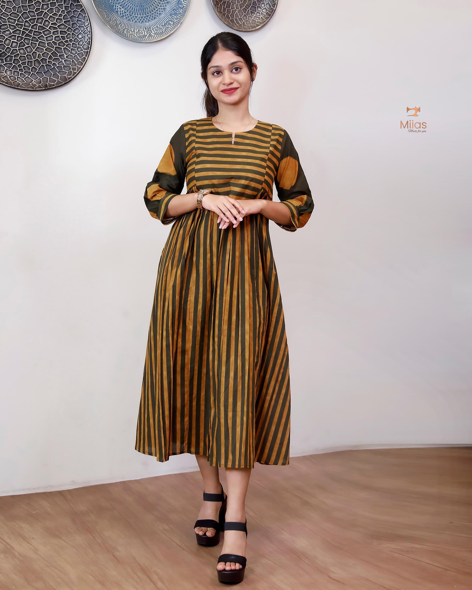 South Cotton Floral Print Puff-Sleeve Kurti Dress