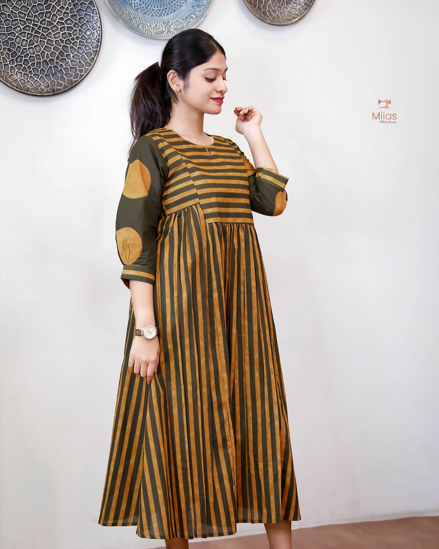 South Cotton Floral Print Puff-Sleeve Kurti Dress