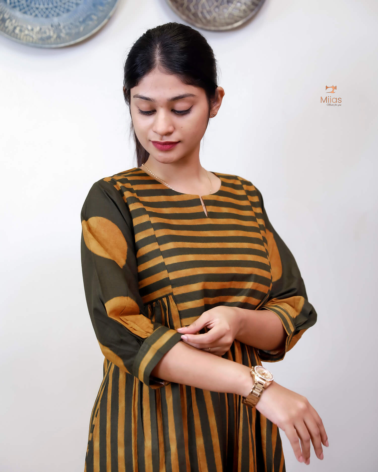 South Cotton Floral Print Puff-Sleeve Kurti Dress