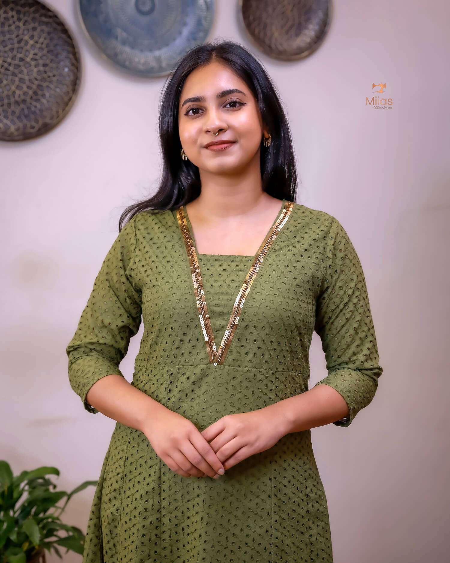 Elegant Sequined Panel Top in Soft Cotton
