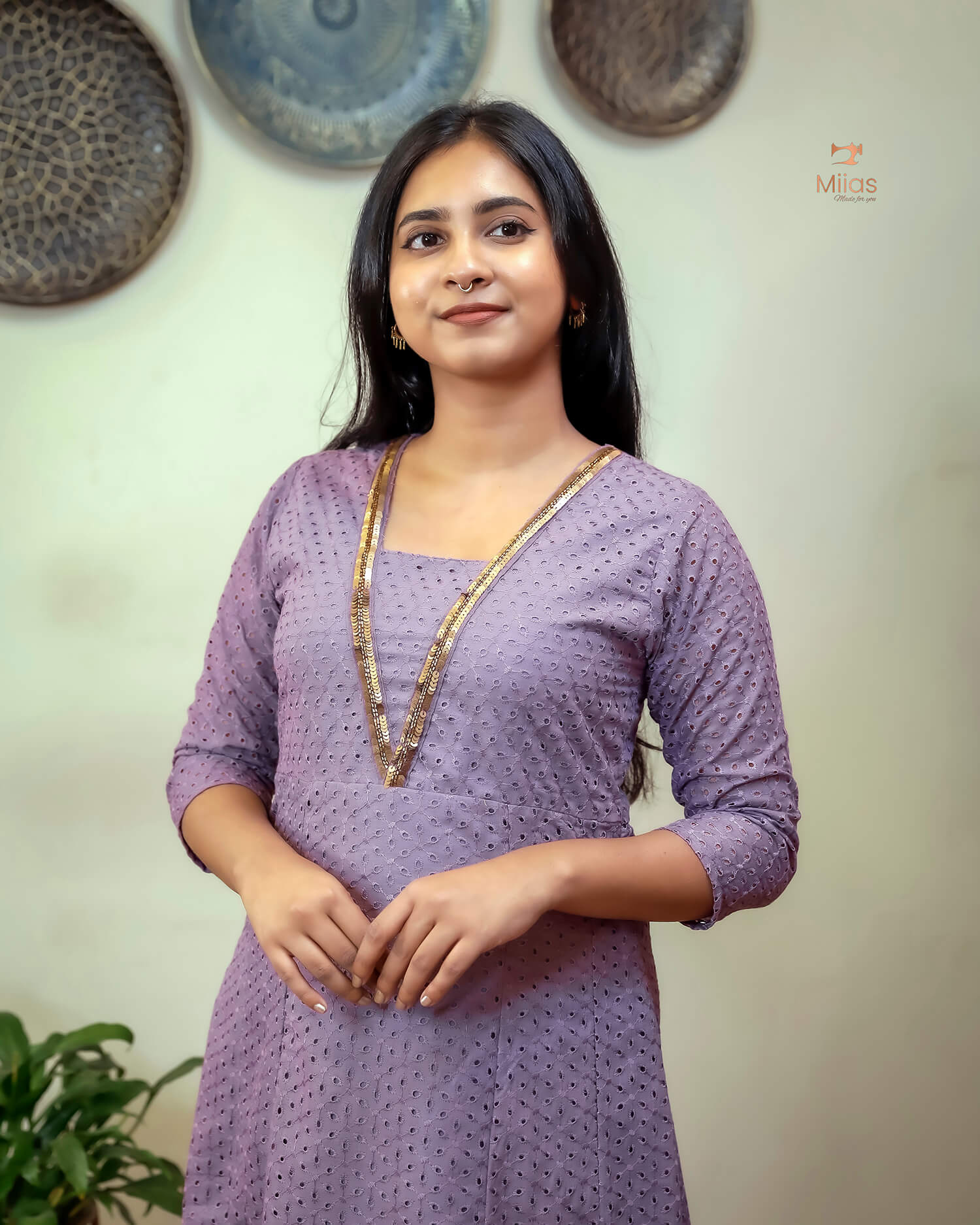 Elegant Sequined Panel Top in Soft Cotton