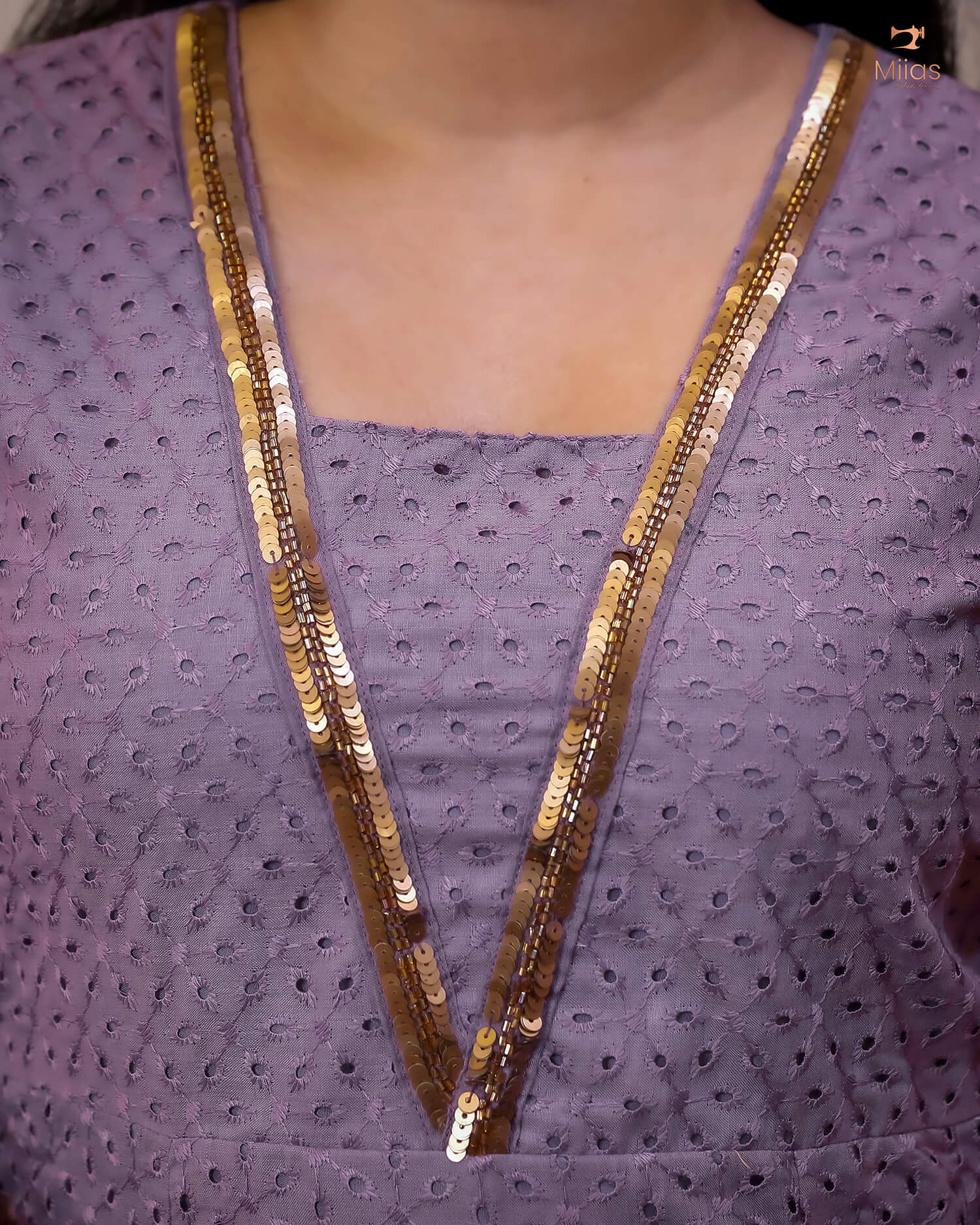 Elegant Sequined Panel Top in Soft Cotton