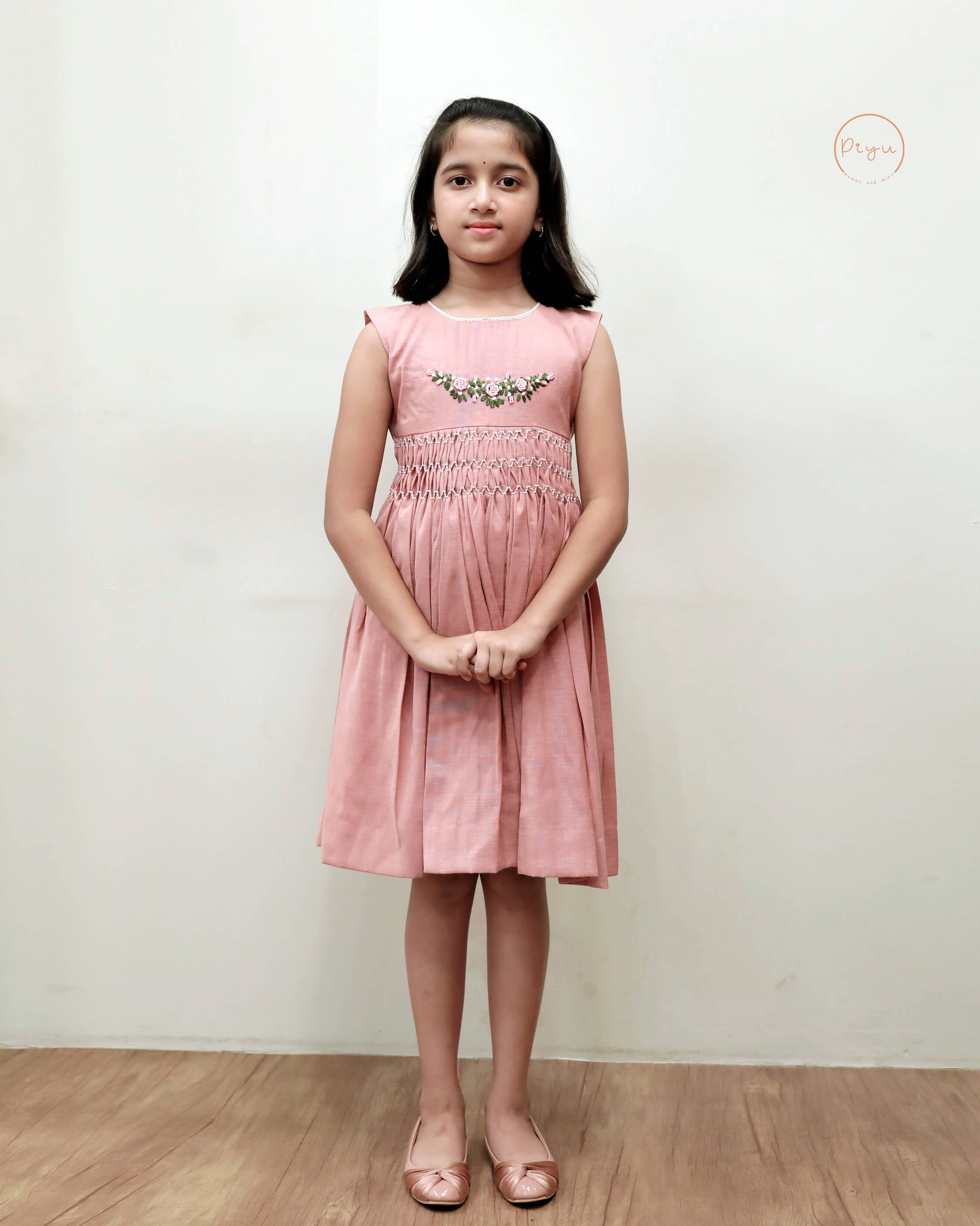 Kids Frock with smocking and hand embroidery