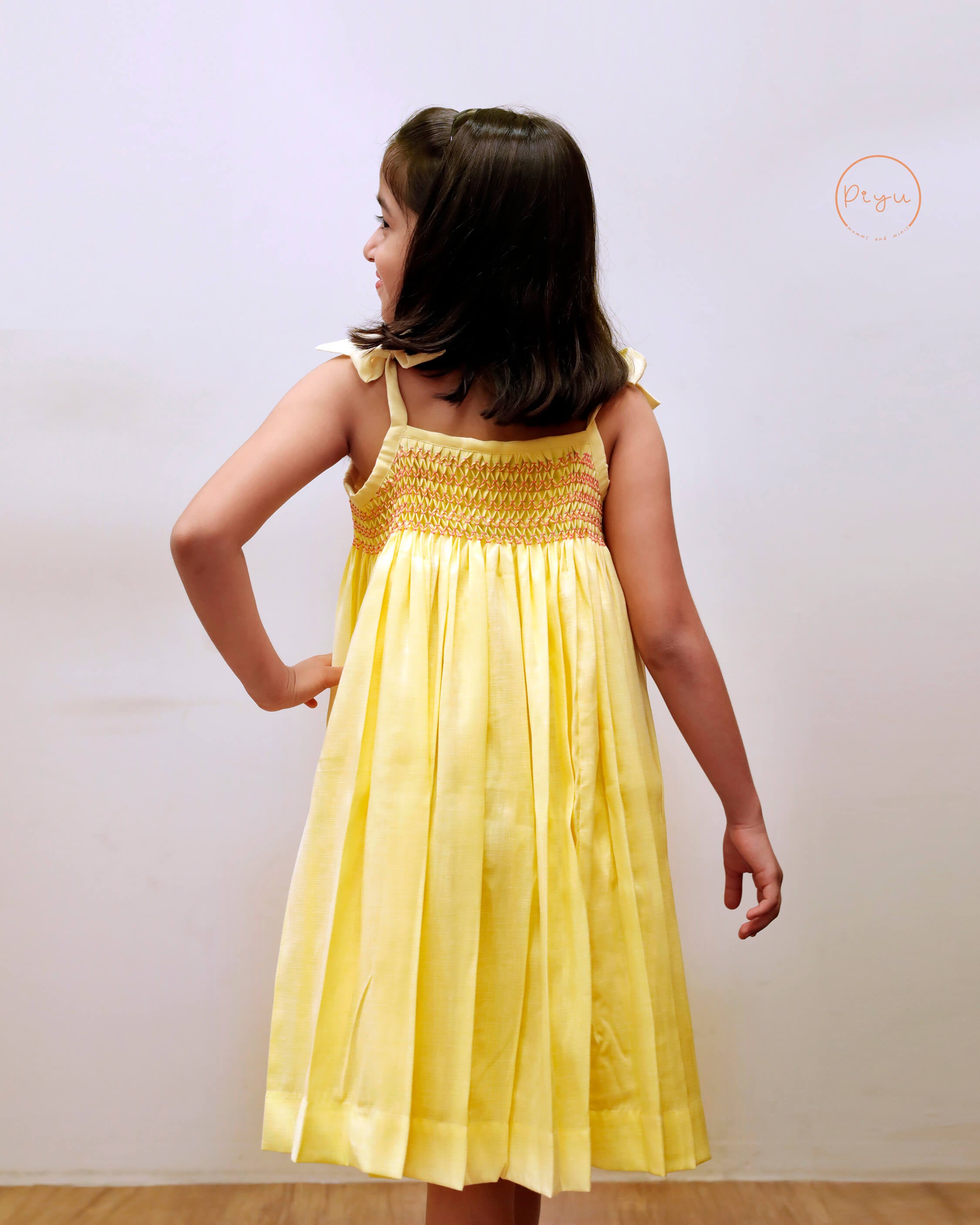 Smocked Kids' frock in soft linen cotton