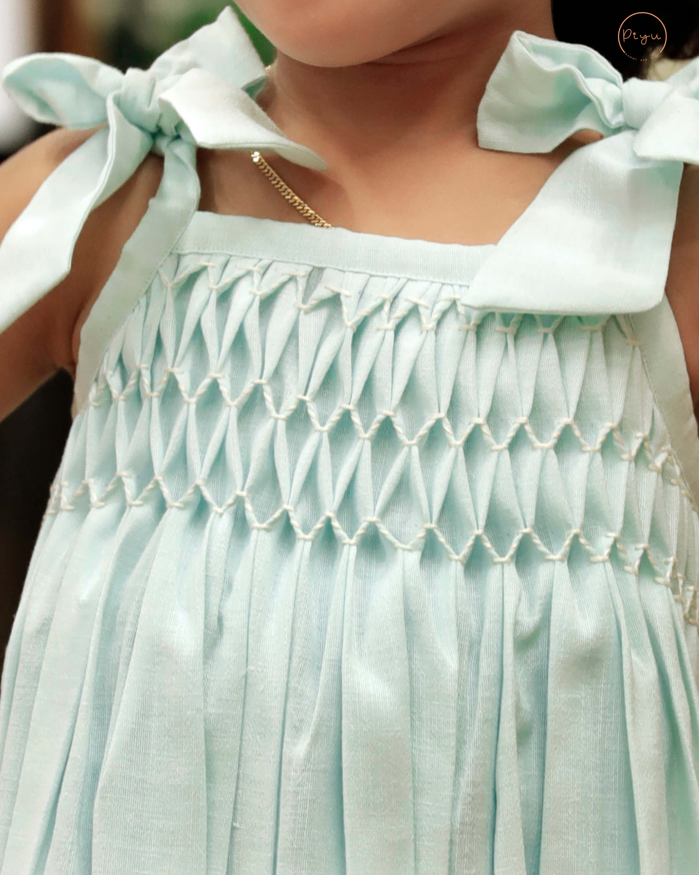 Smocked Kid's frock in soft linen cotton
