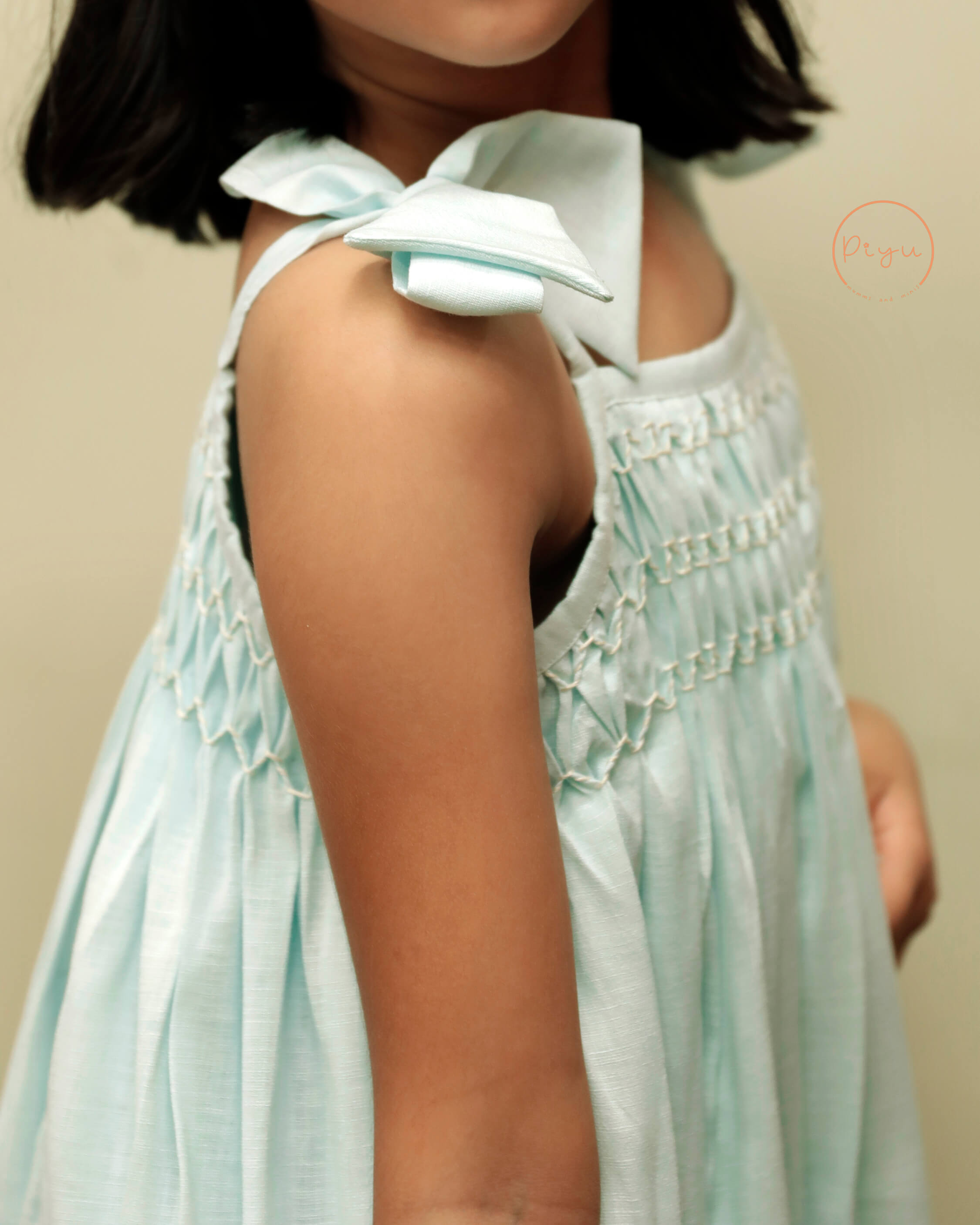 Smocked Kid's frock in soft linen cotton