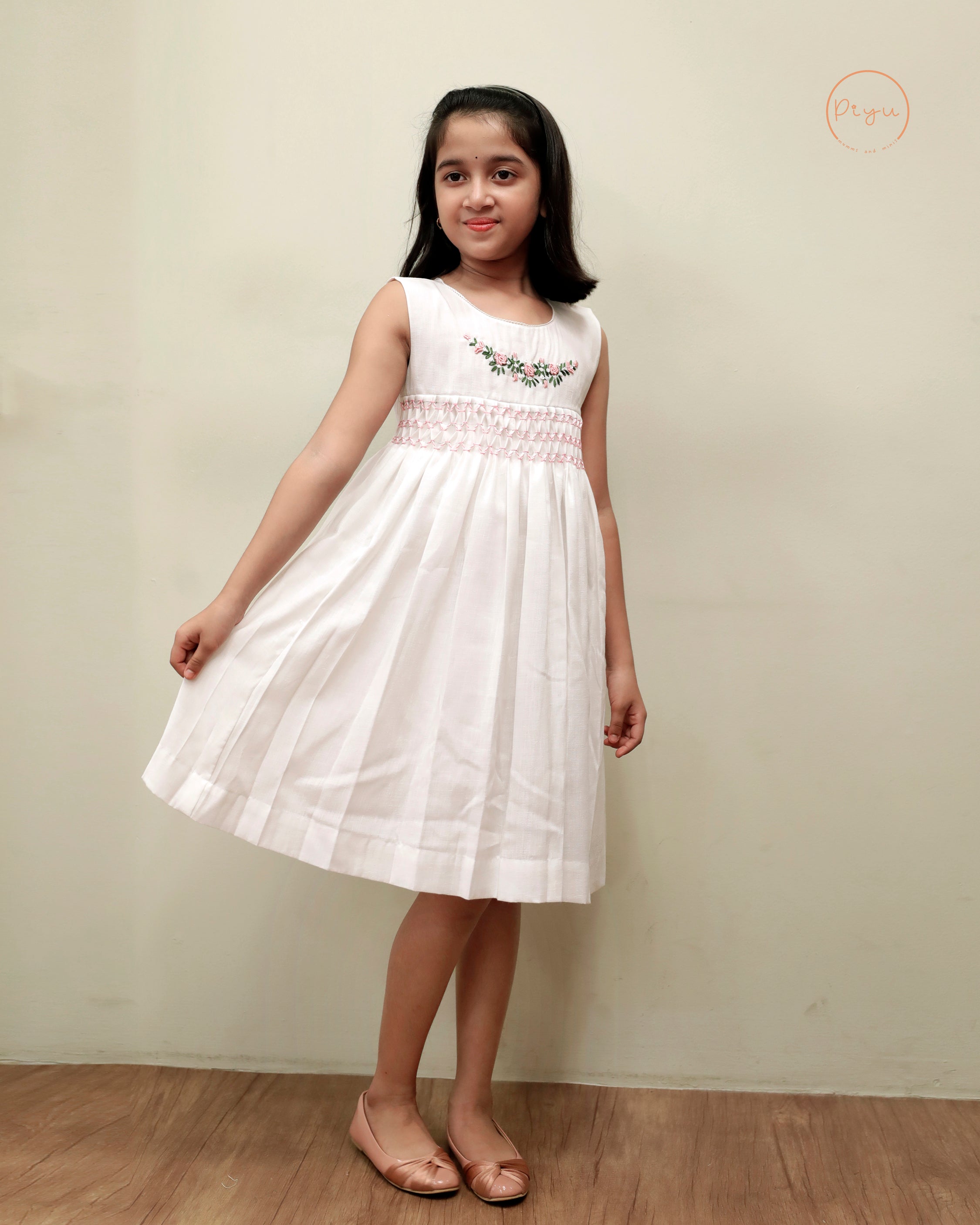 Kids Frock with smocking and hand embroidery