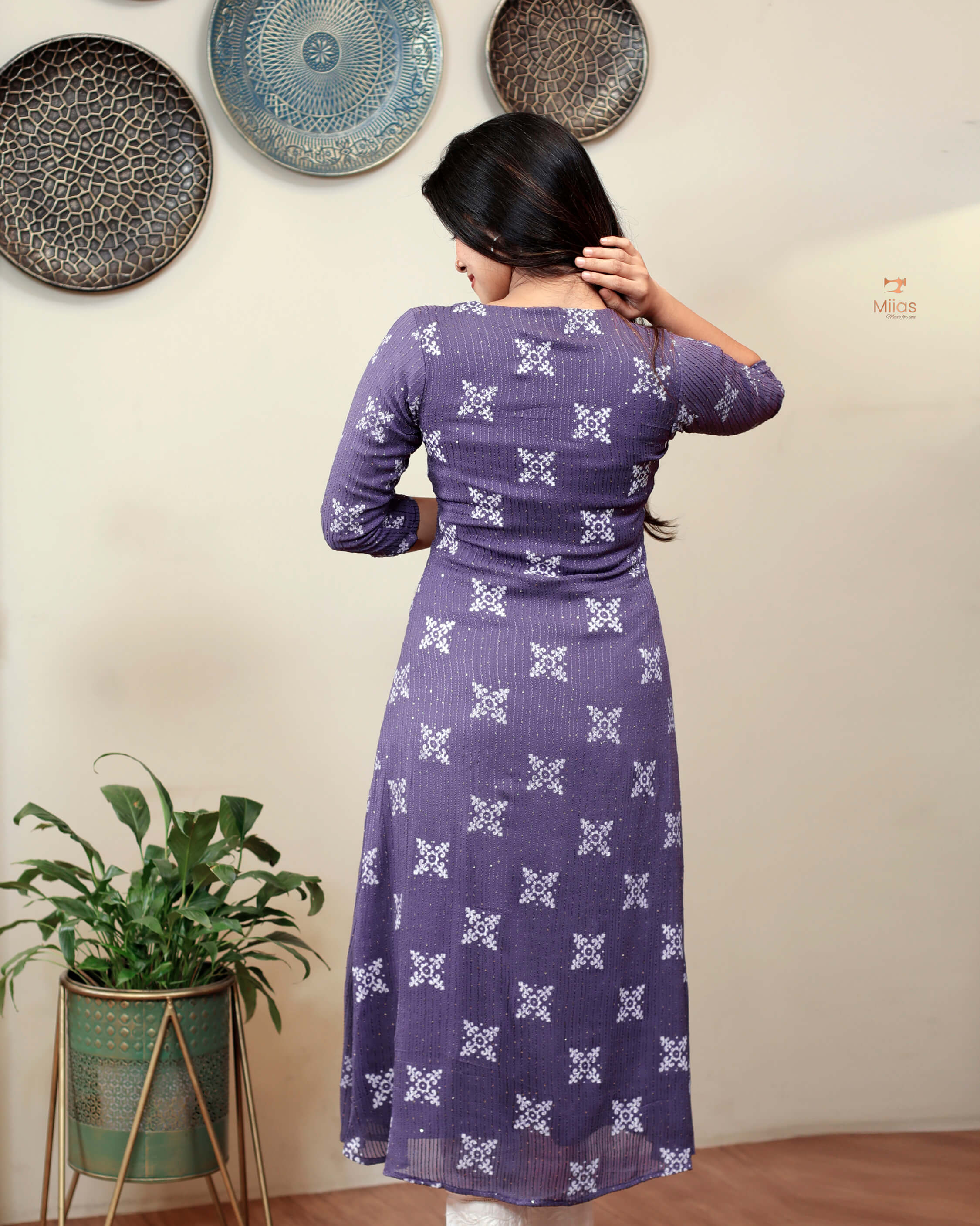 A- line sequined georgette Kurti