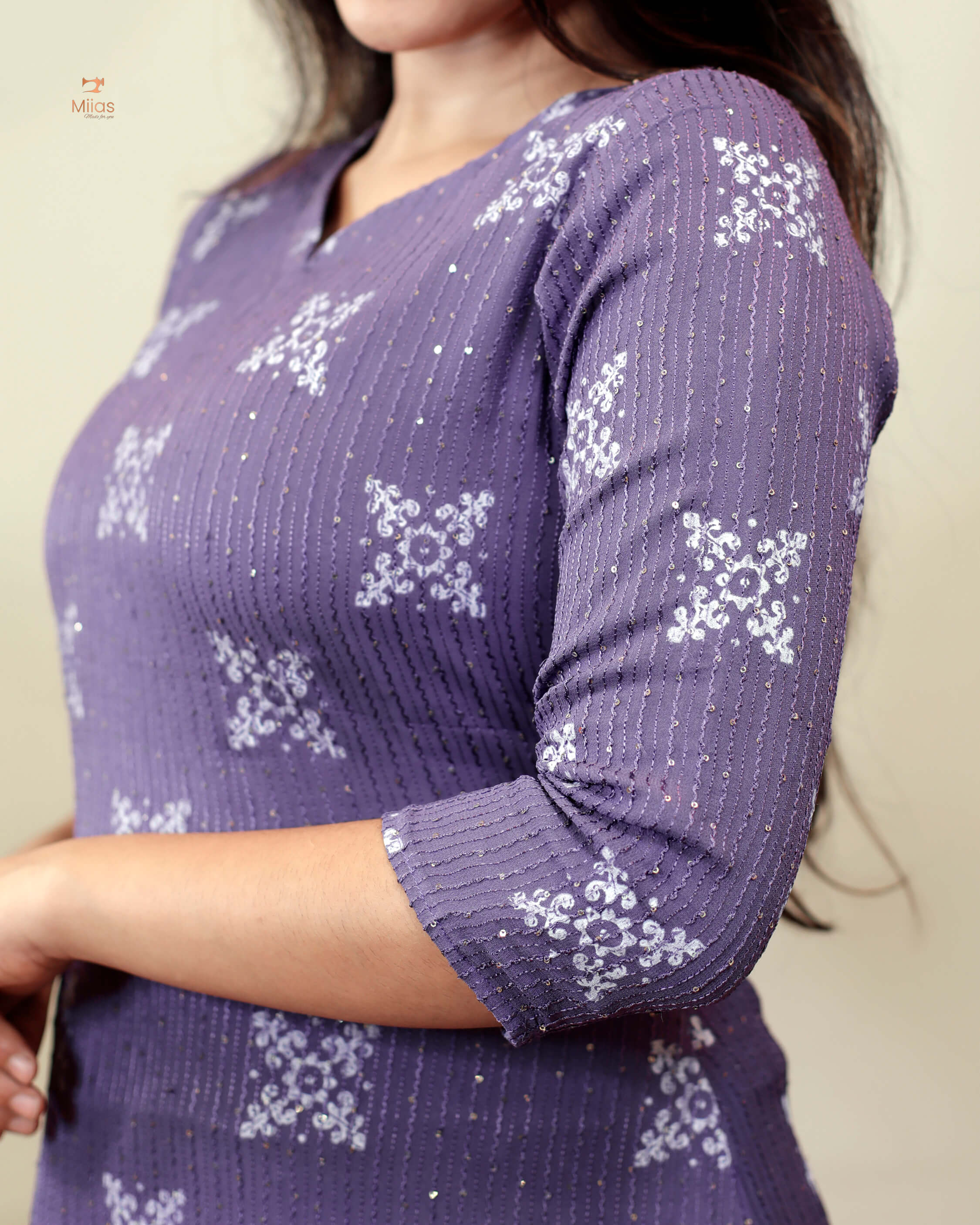 A- line sequined georgette Kurti