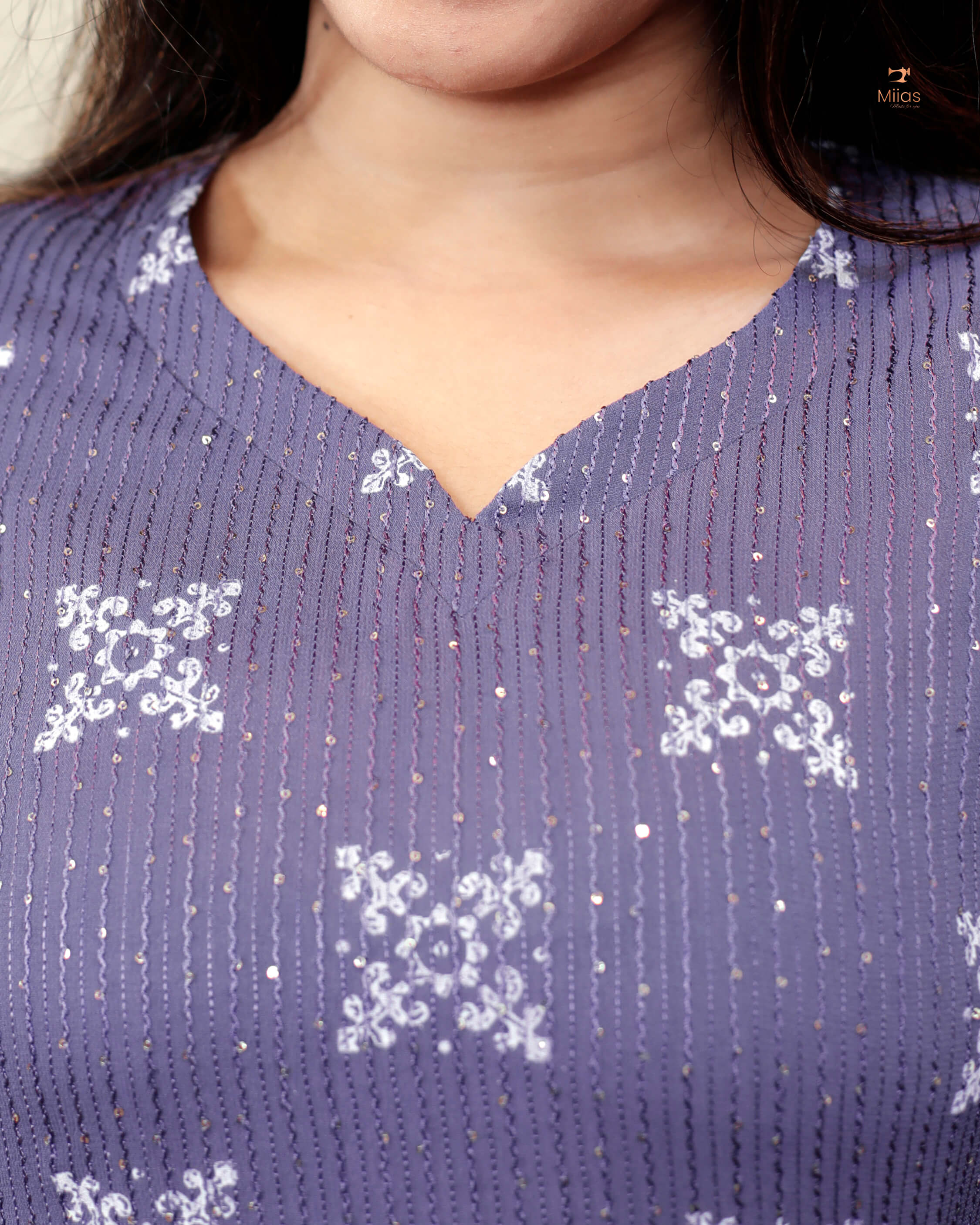 A- line sequined georgette Kurti