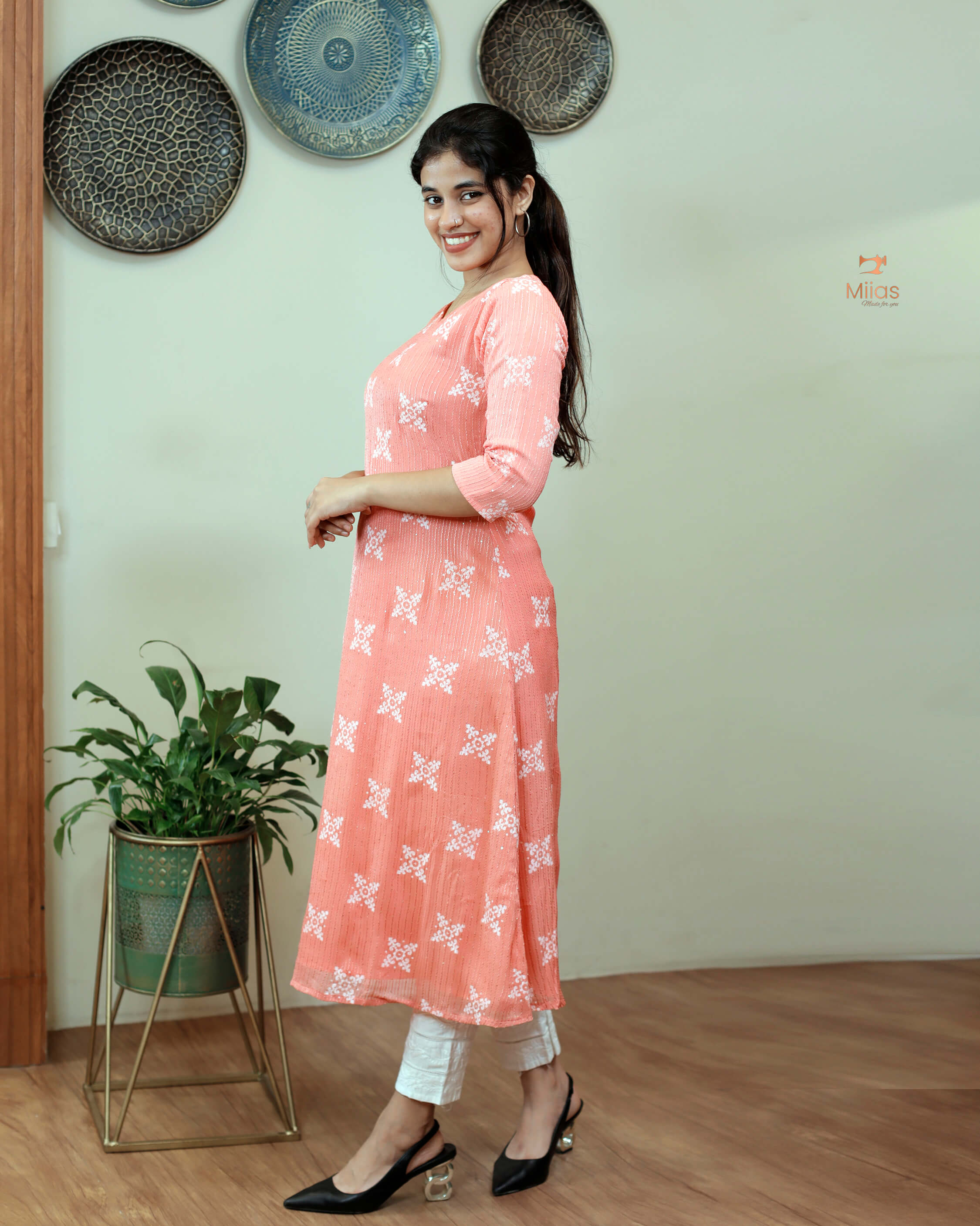 A- line sequined georgette Kurti